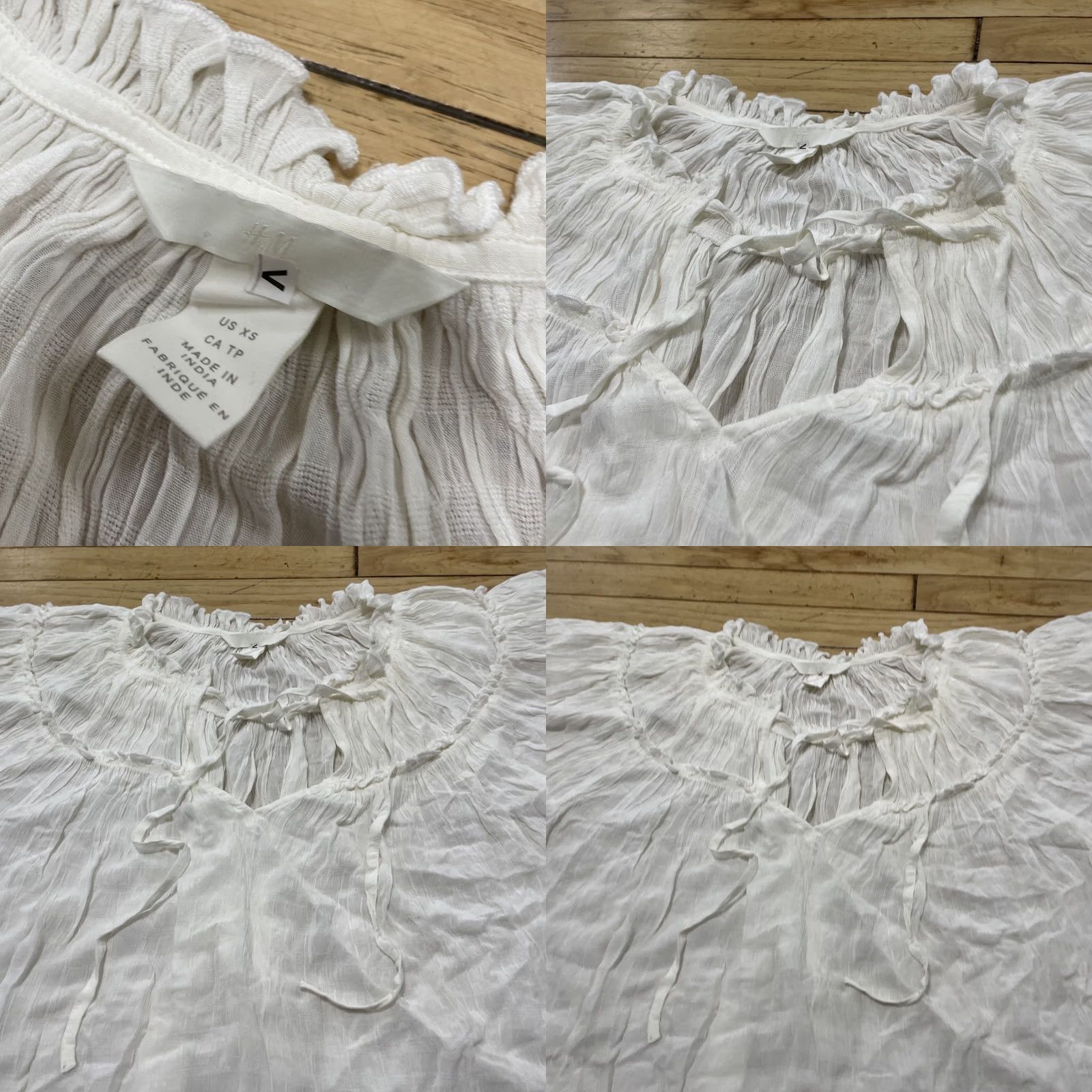 H&M H&M Top Women XS White Pirate Romantic Shirt Oversize Boho Frills Hippie Western Shirt Size XS / US 0-2 / IT 36-38 - 11 Thumbnail