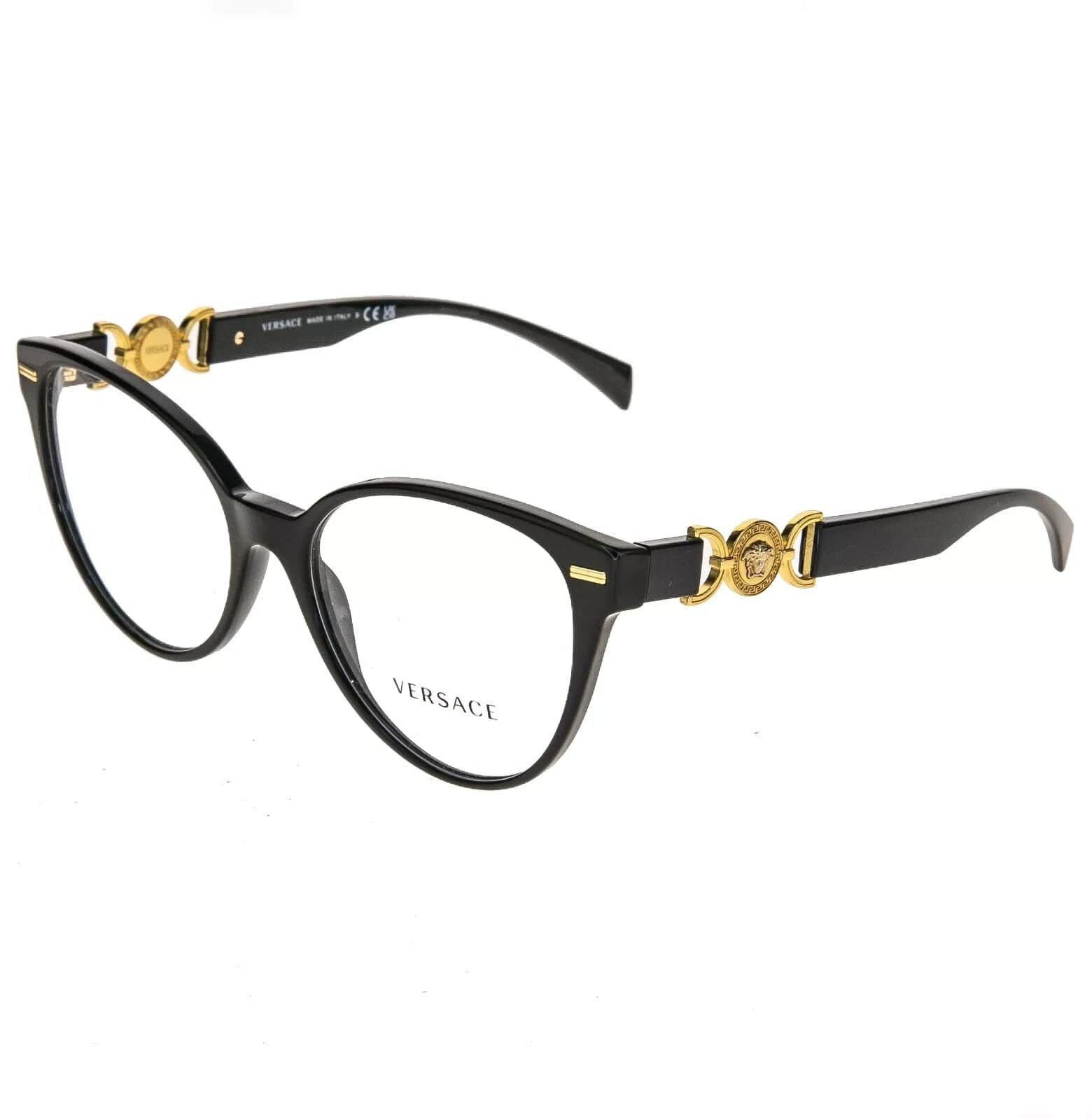 Versace VERSACE Medusa logo Buckle VE3334 Black Gold Eyeglass 3334 Size ONE SIZE - 8 Thumbnail