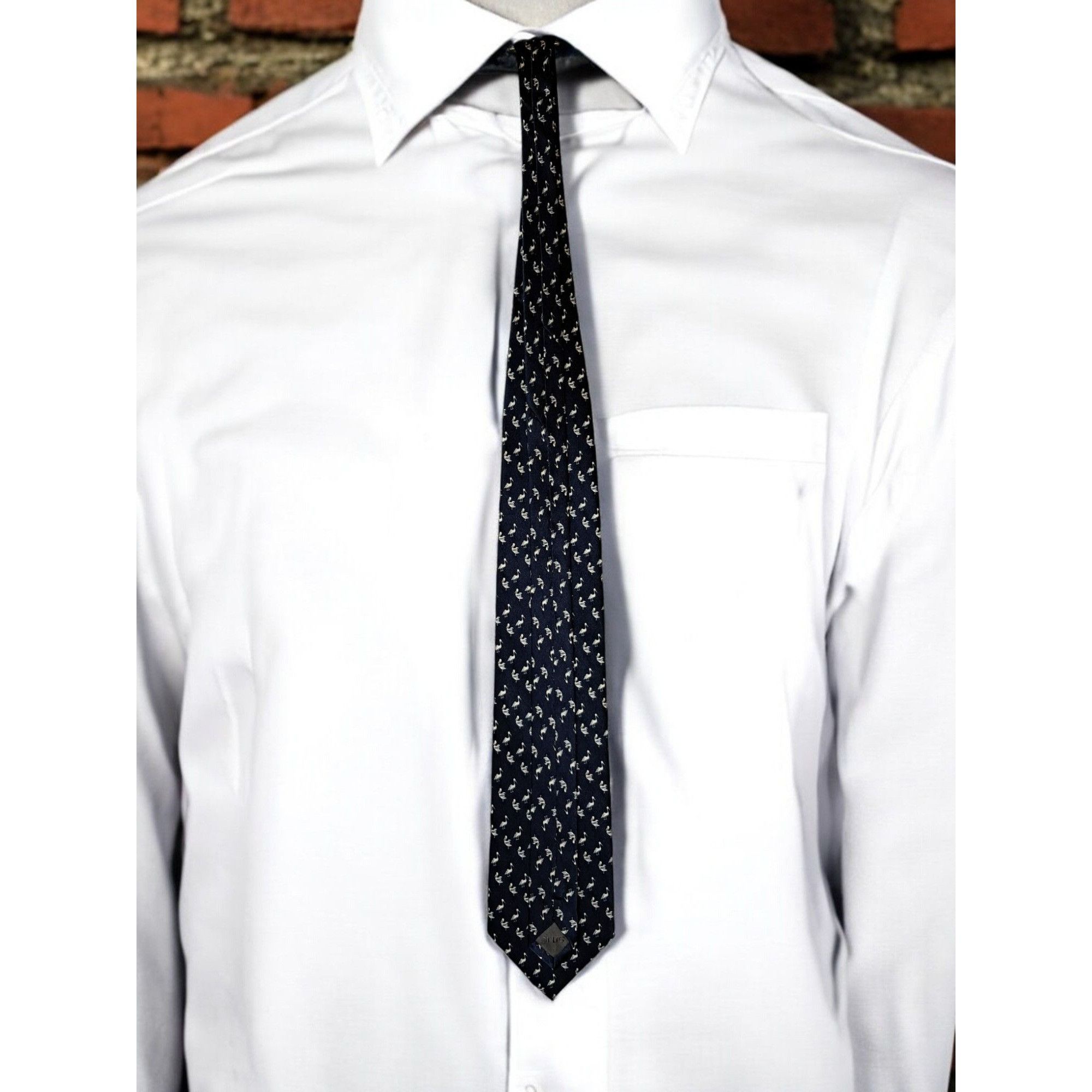 Other St. Loren Made In Italy 100% Silk Navy Blue with White Pelic Size ONE SIZE - 2 Thumbnail