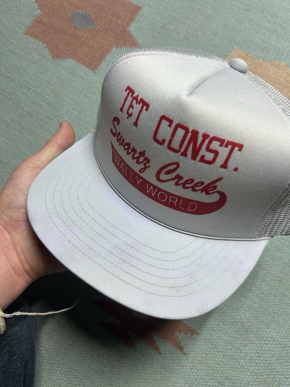 Vintage Vtg trucker hat mesh T&T construction Swartz creek Michigan Size ONE SIZE - 3 Thumbnail