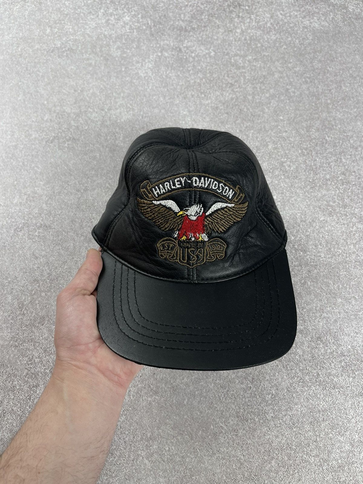 Harley Davidson × Vintage Vintage Harley Davidson Leather Cap OS Size ONE SIZE - 1 Thumbnail
