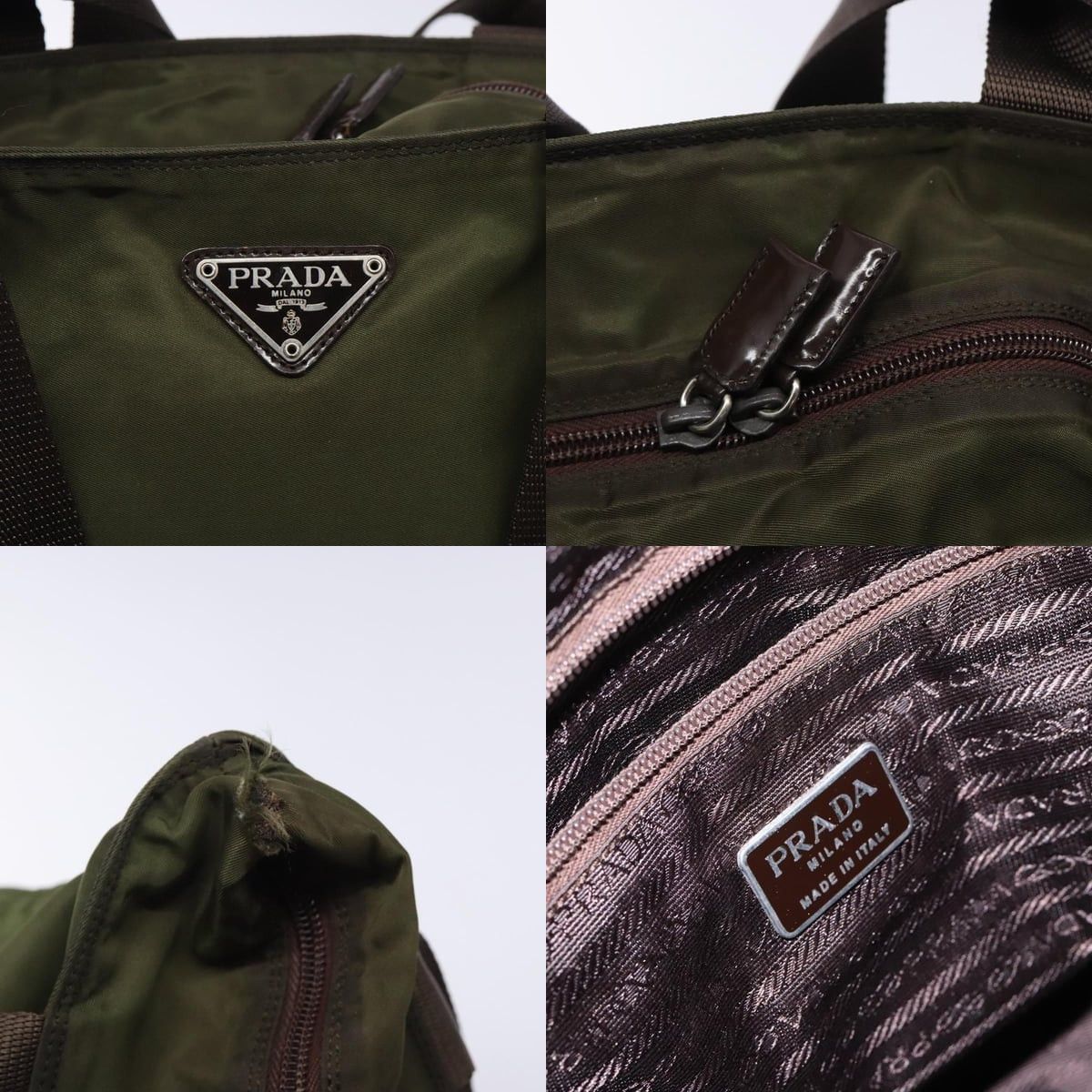 Prada PRADA Tote Bag Nylon Khaki Silver Size ONE SIZE - 11 Thumbnail