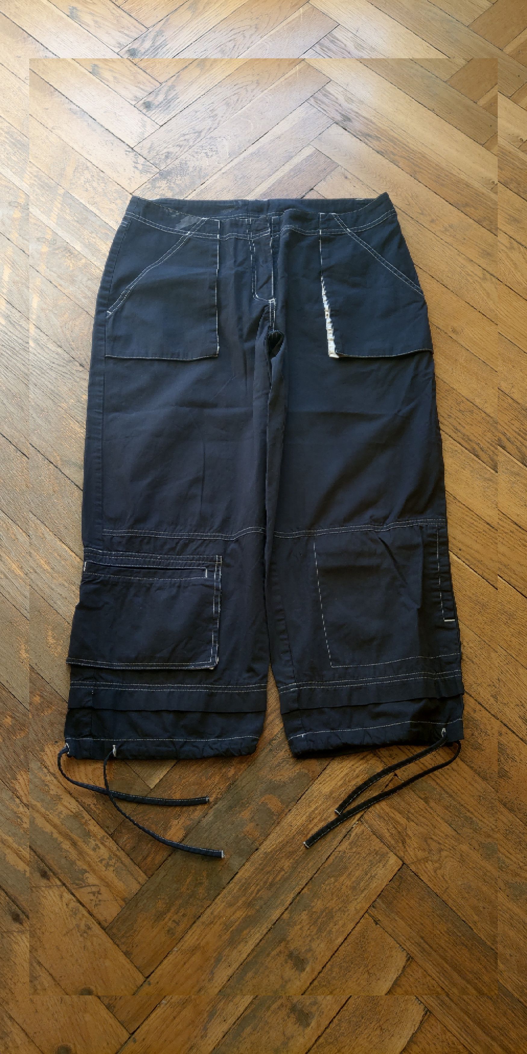 Vintage Asymmetric 3/4 Pants Flared Shorts Rave opium grunge Cargo M Size US 32 / EU 48 - 1 Thumbnail