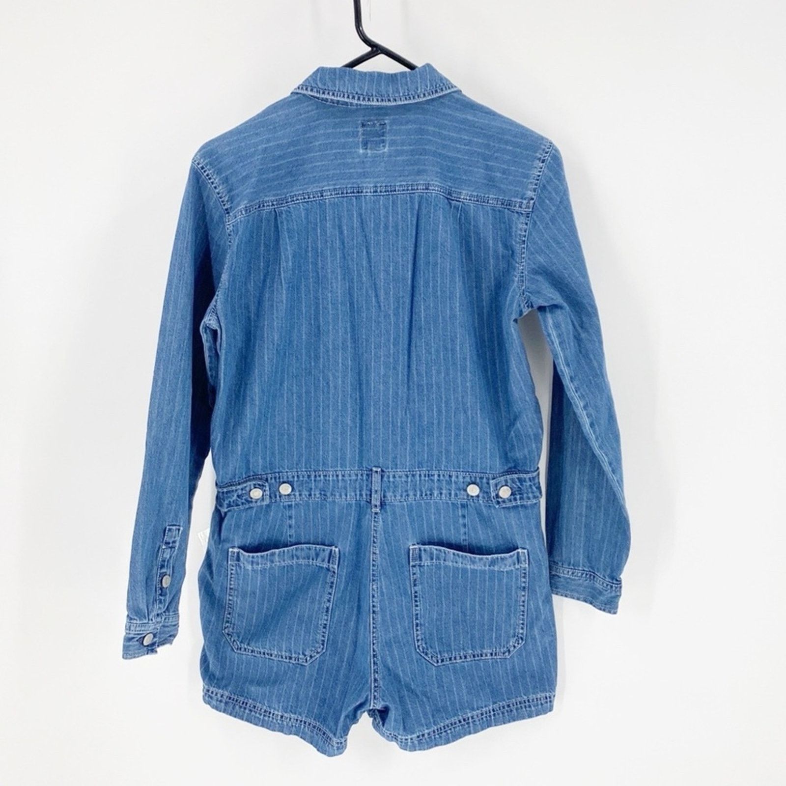 Gap GAP denim utility romper long sleeve pockets casual size 4 Size 27" / US 4 / IT 40 - 2 Thumbnail