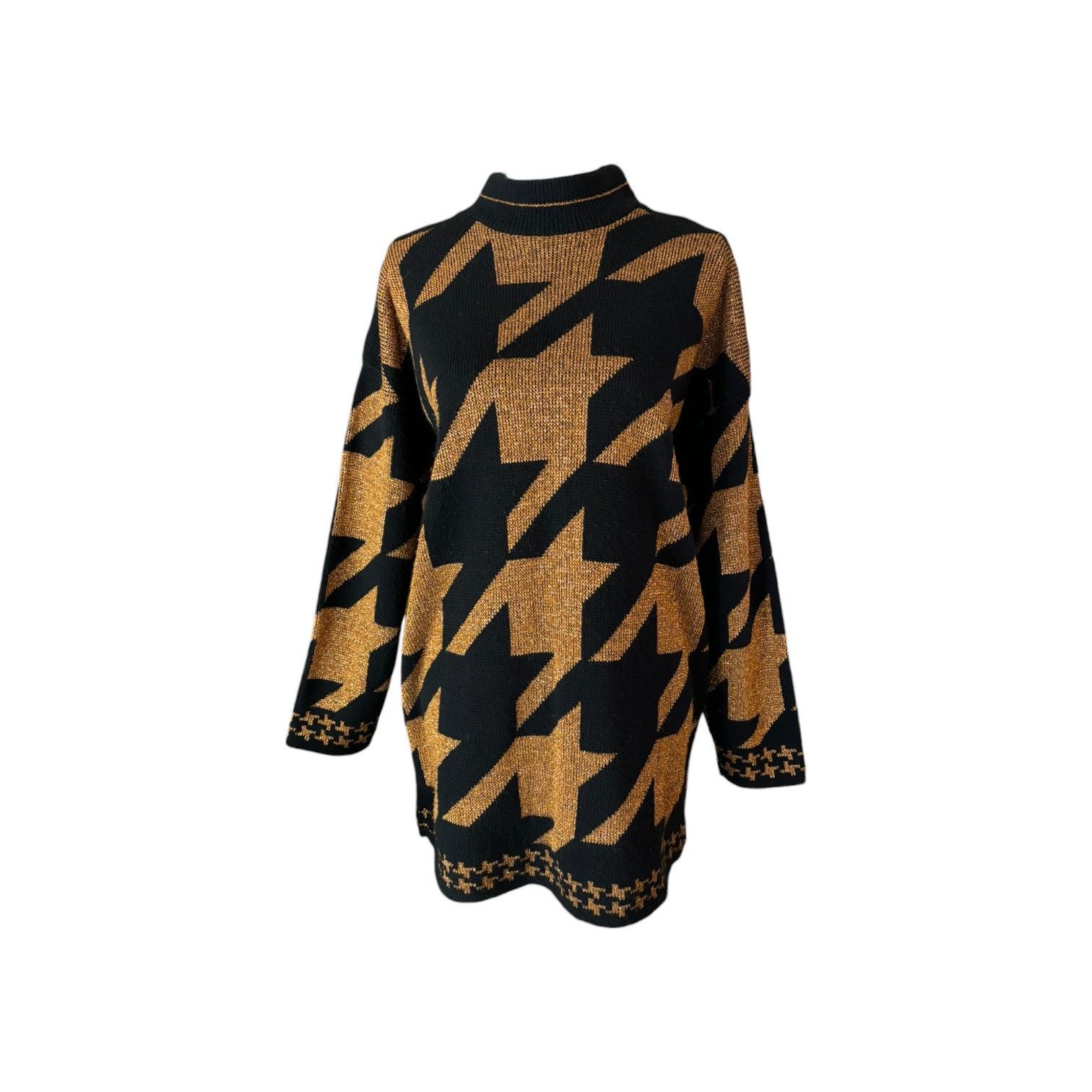 Other Vintage 80s Dana Scott Black Orange Metallic Sweater Dress M Size M / US 6-8 / IT 42-44 - 2 Thumbnail
