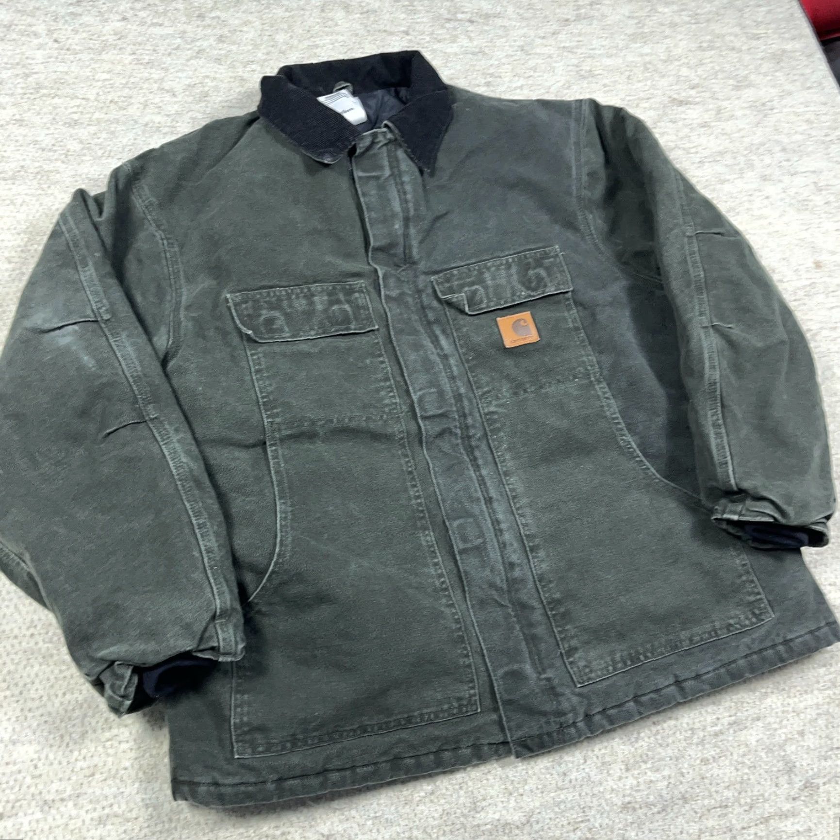 Carhartt VINTAGE Carhartt Jacket 2XL Men Moss Green Duck Canvas C26 MOS VTG Workwear Insulated Outdoor 90s Mens Size US XXL / EU 58 / 5 - 2 Thumbnail
