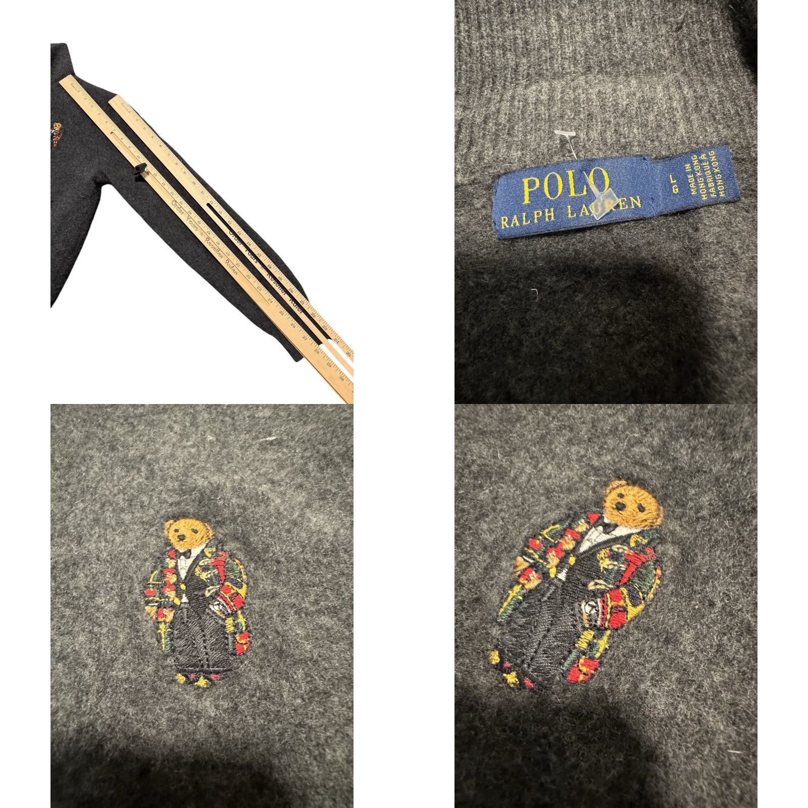 Ralph Lauren VINTAGE Ralph Lauren Polo Bear Sweater Mens L Gray Wool Cashmere Zip Knit Pullover Christmas Winter Tuxedo Tartan Regular Size US L / EU 52-54 / 3 - 9 Thumbnail