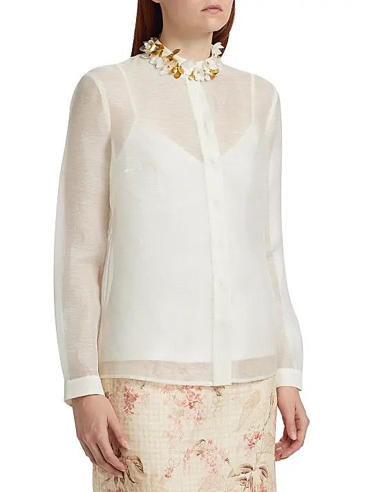 Zimmermann oc11z0226 Illuminate Embellished Shirt In Ivory Size M / US 6-8 / IT 42-44 - 4 Thumbnail
