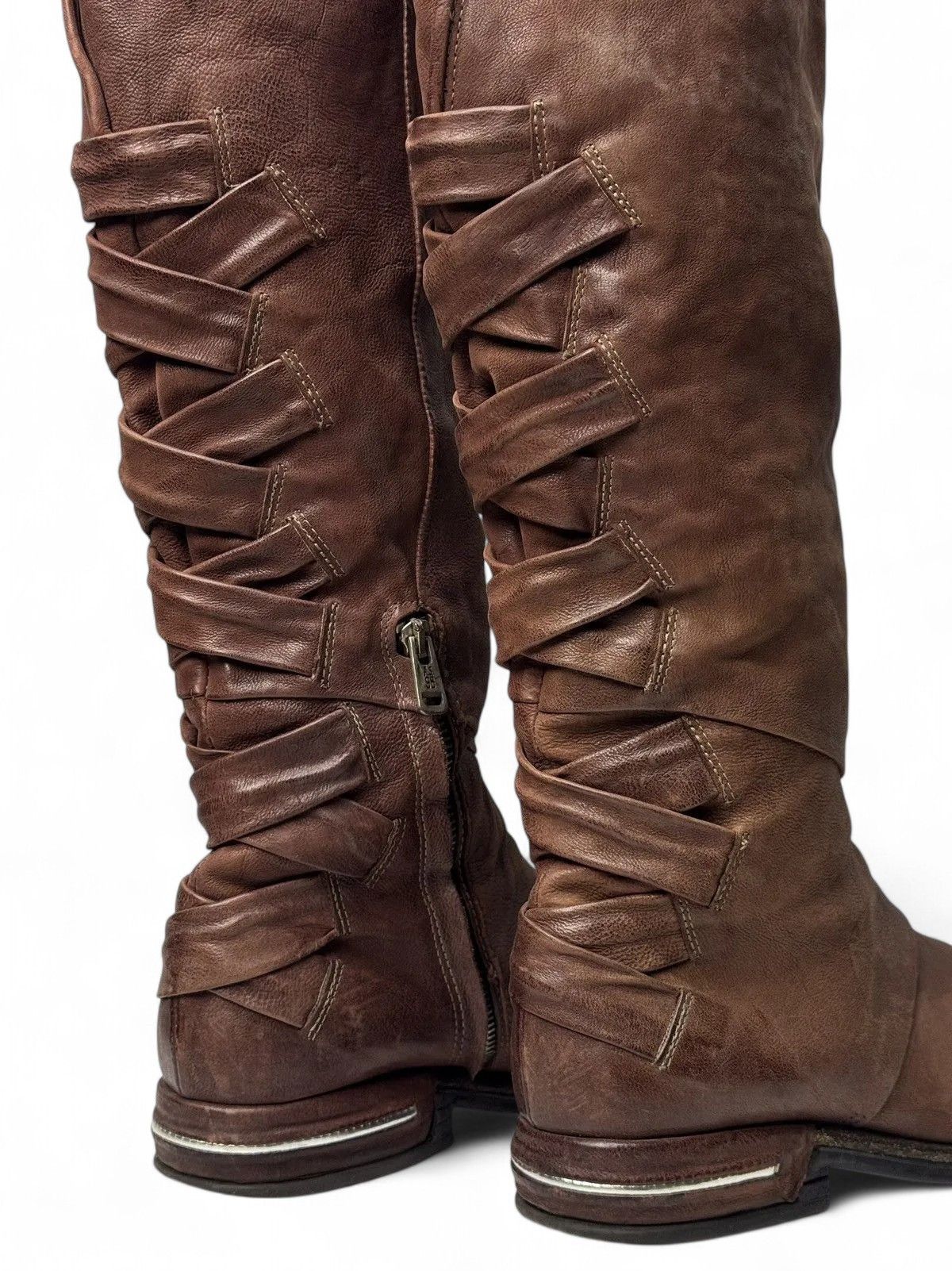 A.S.98 A.S.98 Red Leather Tall Boots Italy Avantgarde Style Size US 9 / IT 39 - 8 Thumbnail