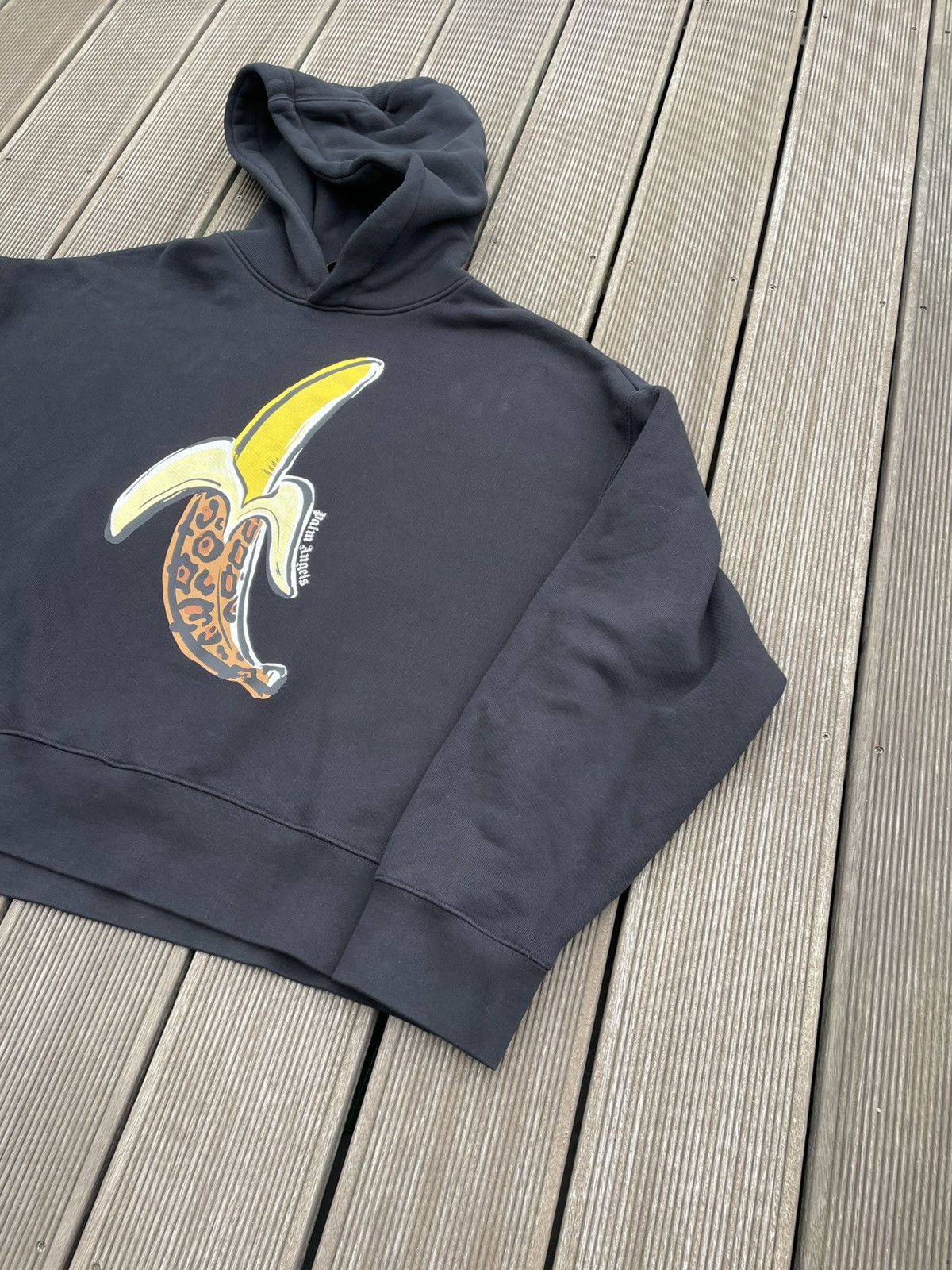 Palm Angels Leopard Banana Print Black/Yellow Hoodie L