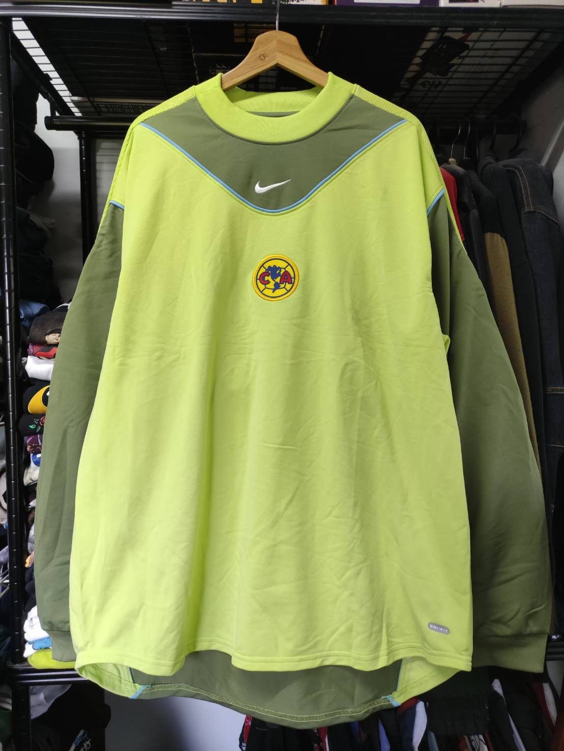 Nike Vtg 00's Nike Club America Goalkeeper Long Sleeved Jersey Size US XL / EU 56 / 4 - 1 Thumbnail