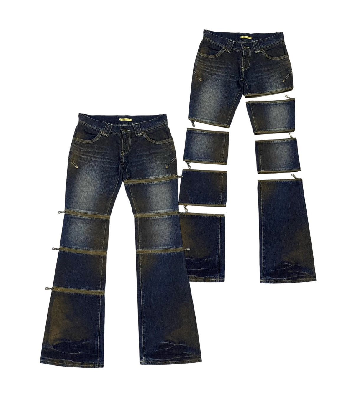 Beauty Beast Rare‼️Empire of the Baal Flare Multi-Zip Denim Jeans Size 30" / US 8 / IT 44 - 1 Thumbnail