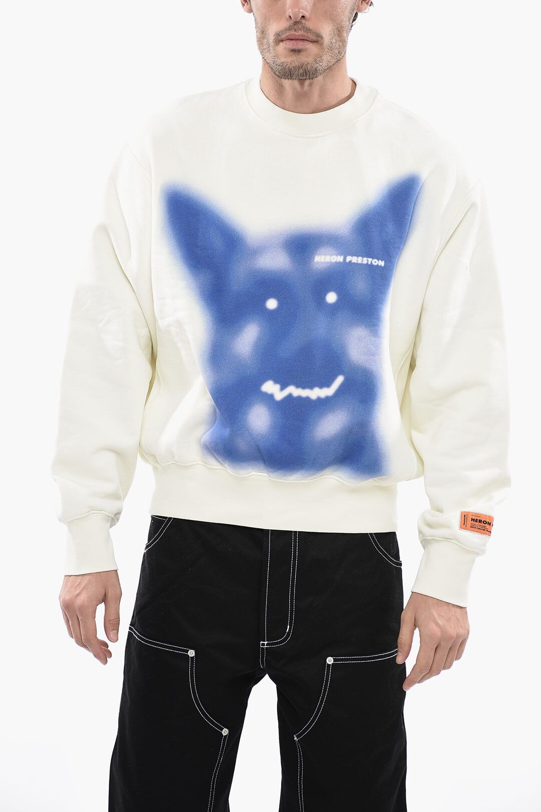 image of Heron Preston Og1Mm0424 Crewneck Sweatshirt In White, Men's (Size Small)