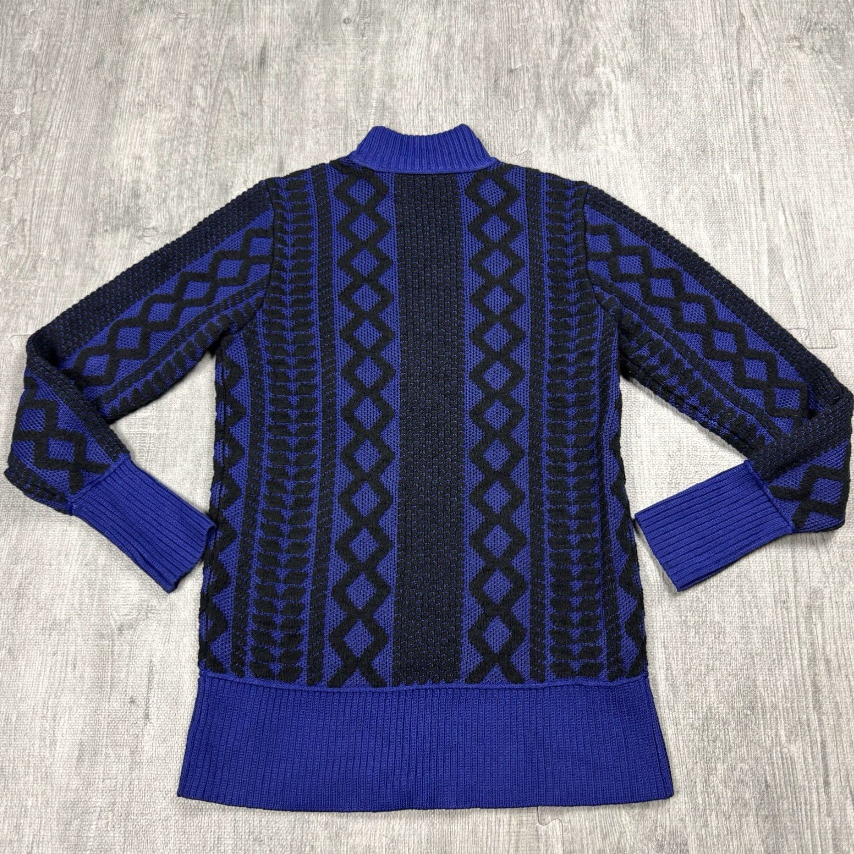 Vintage VINTAGE Carlisle Women’s Zip Up Cardigan Sweater XS Long Sleeve Knit Blue Black 80s Classic Designer Size XS / US 0-2 / IT 36-38 - 6 Thumbnail