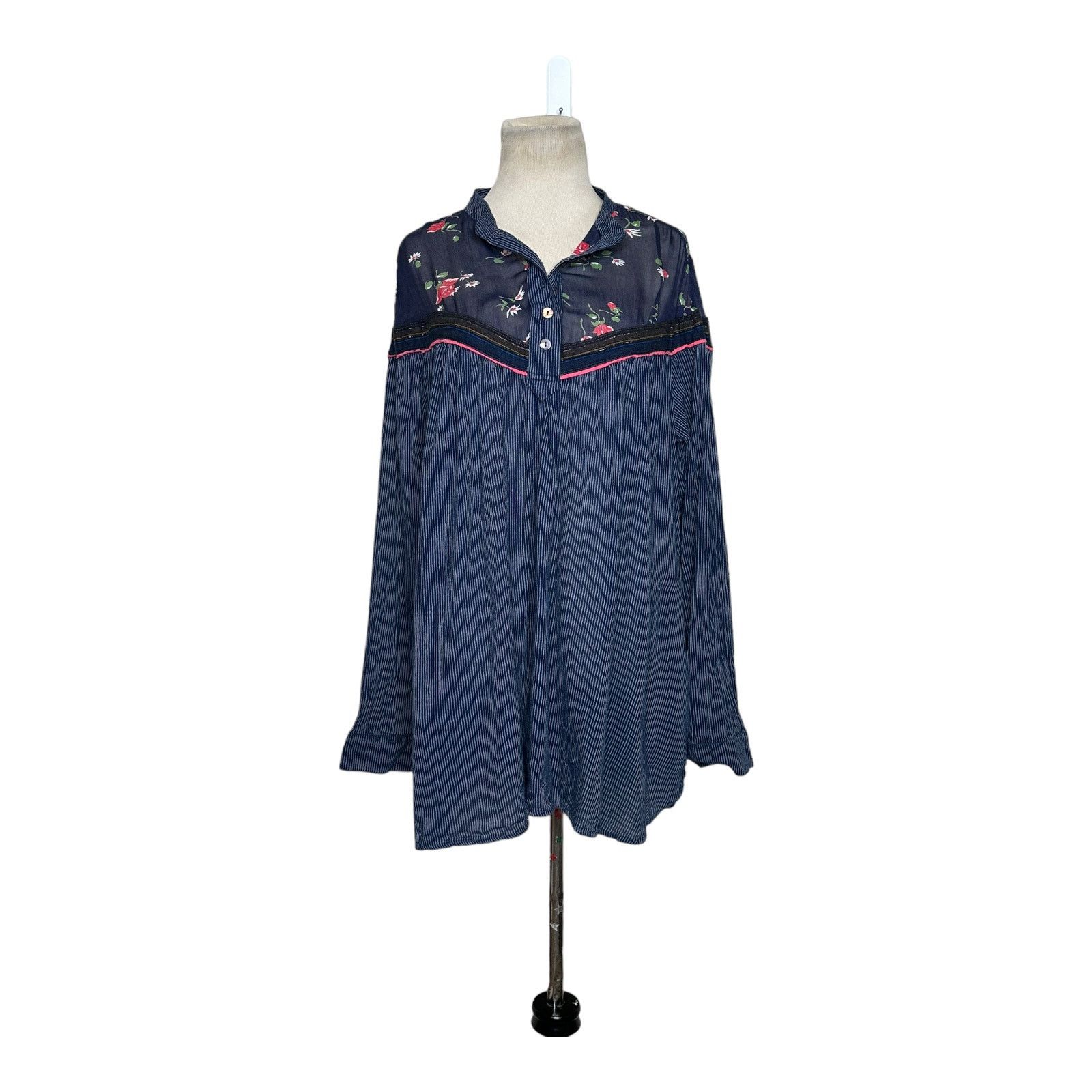 Free People Free People Blue Hearts and Colors Tunic Blouse size M Size M / US 6-8 / IT 42-44 - 12 Thumbnail
