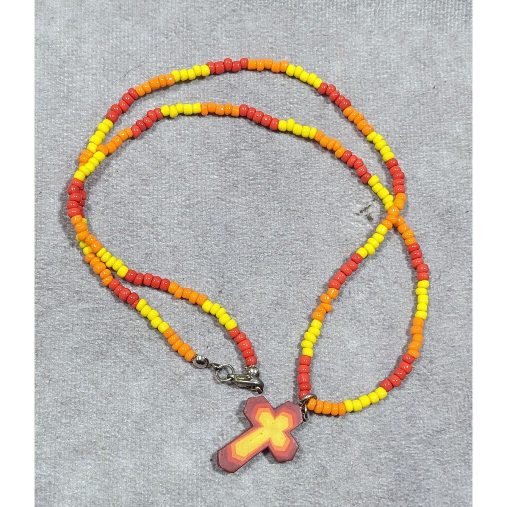 Other Handmade Fire Themed Beaded Cross Necklace Size ONE SIZE - 5 Thumbnail
