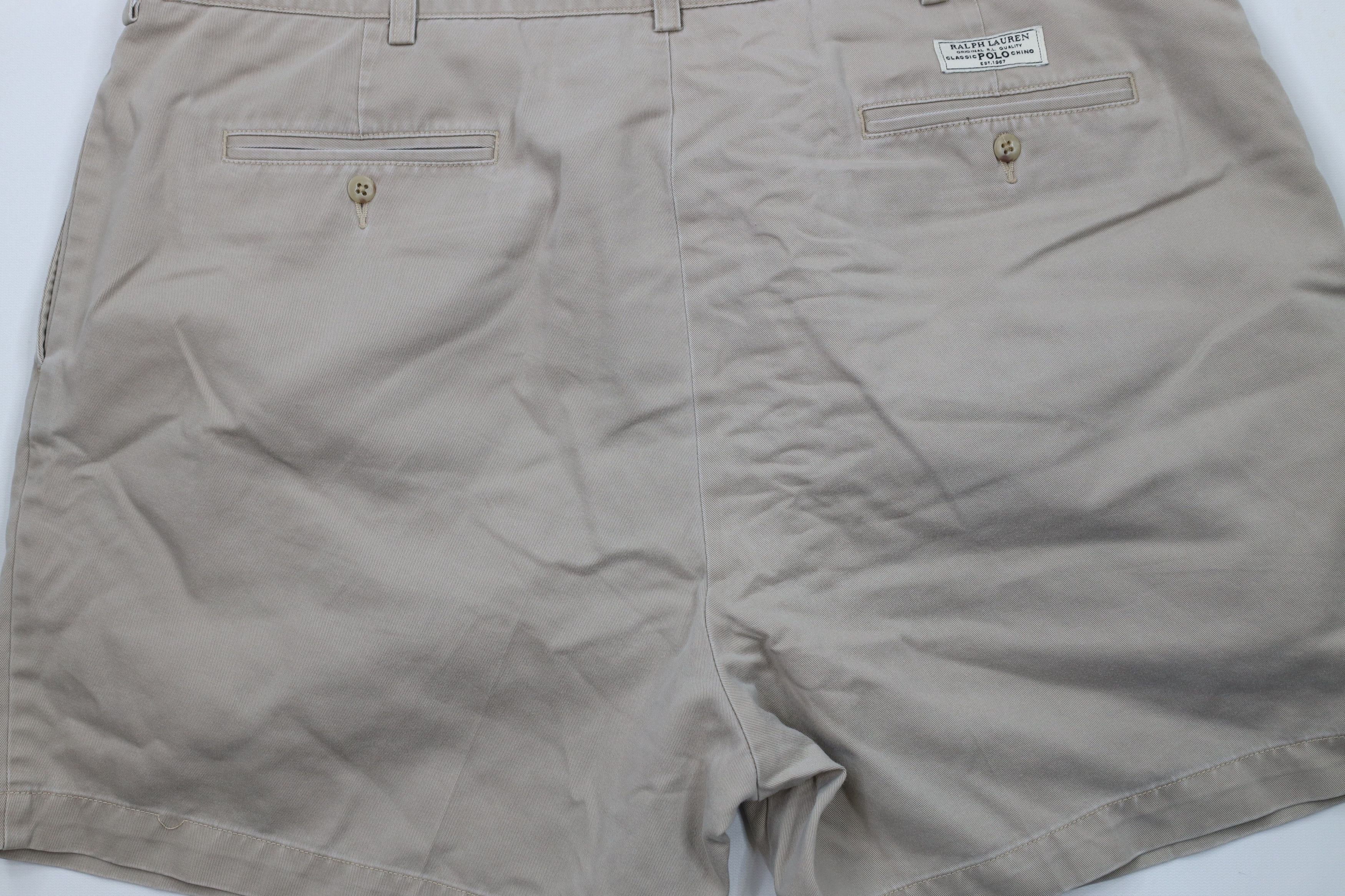 Ralph Lauren × Vintage Vintage 90s Ralph Lauren Knee Cotton Chino Shorts Beige Size US 42 / EU 58 - 12 Thumbnail