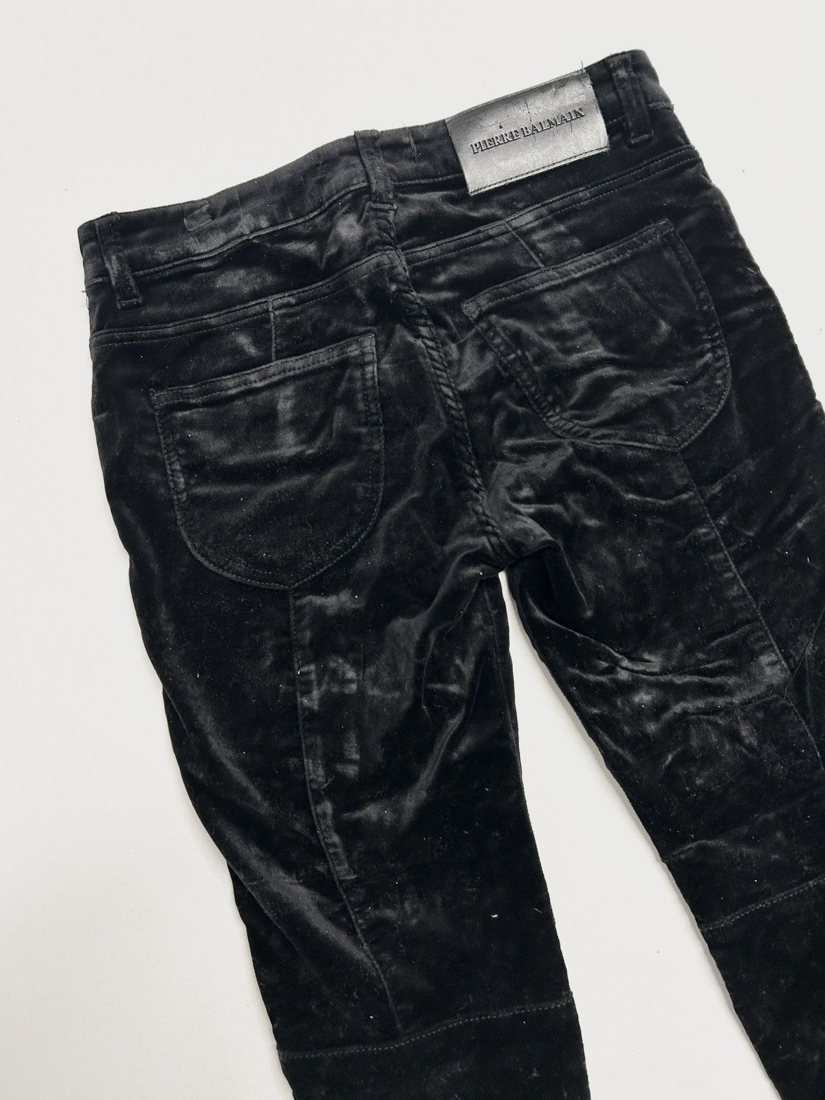 Balmain FW2011 Crushed Velvet Biker Pants Size US 27 - 8 Thumbnail