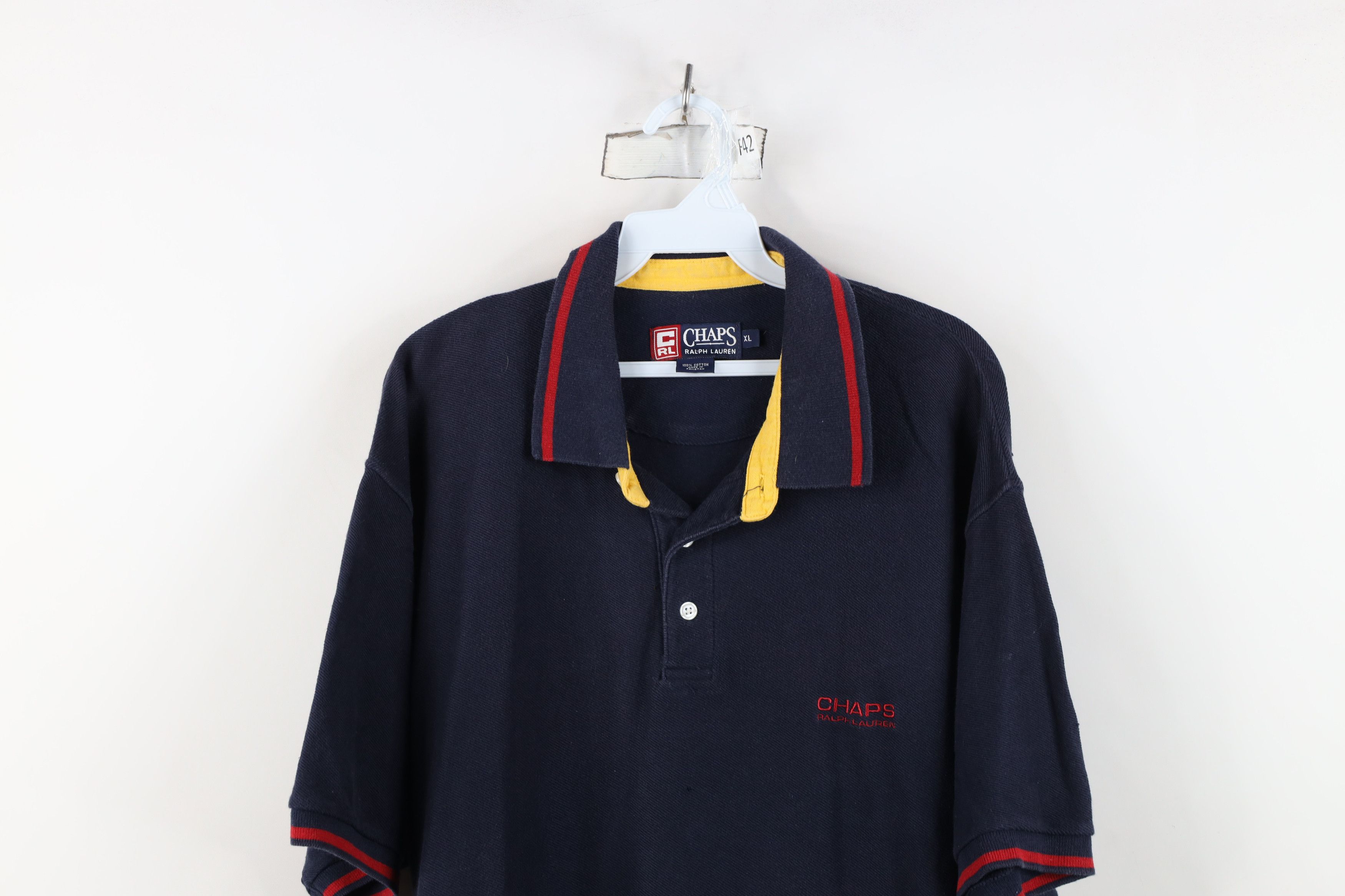 Ralph Lauren Vintage 90s Chaps Ralph Lauren Spell Out Baggy Fit Polo Blue Size US XL / EU 56 / 4 - 2 Thumbnail