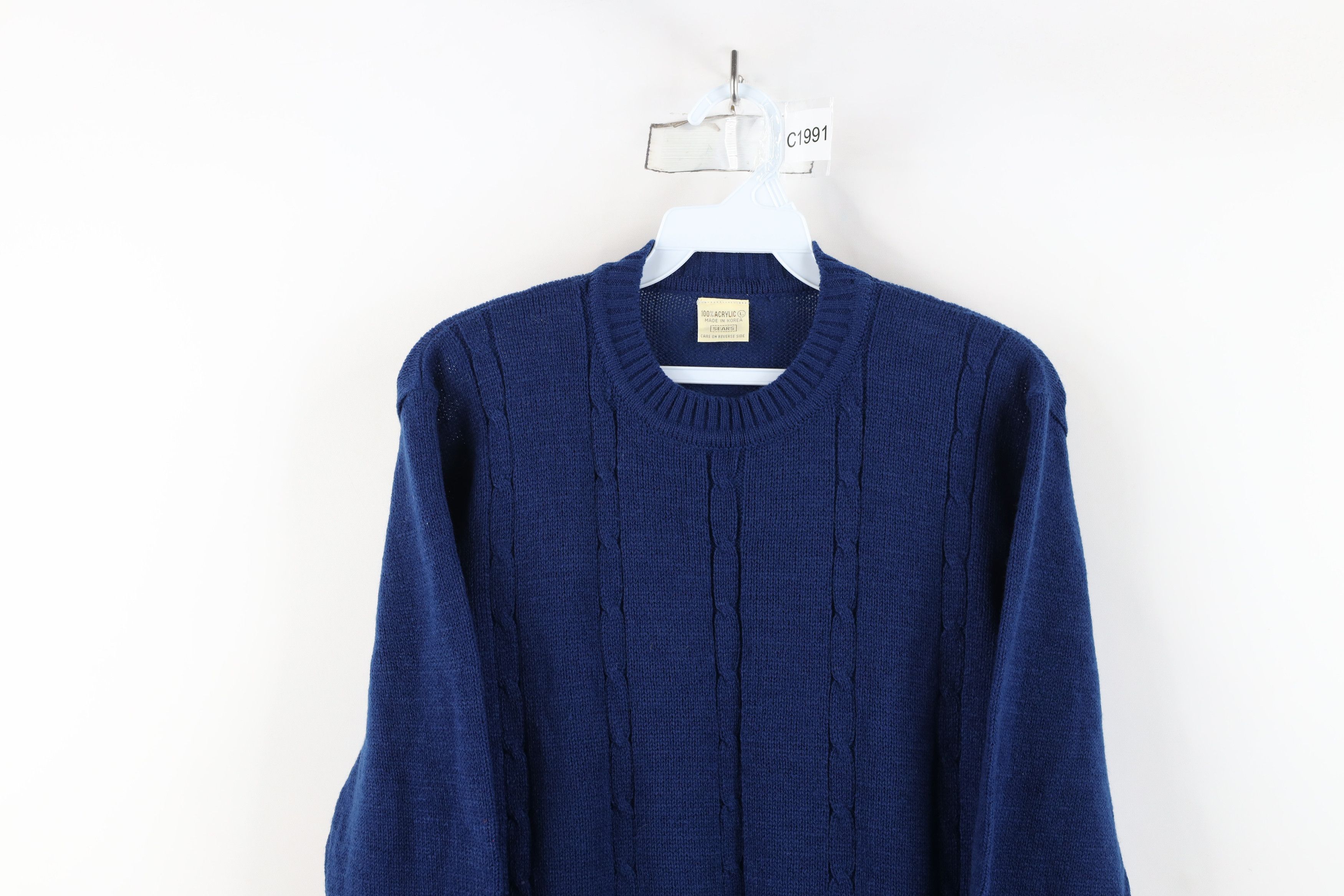 Vintage Vintage 70s Streetwear Chunky Cable Knit Crewneck Sweater Size L / US 10 / IT 46 - 2 Thumbnail