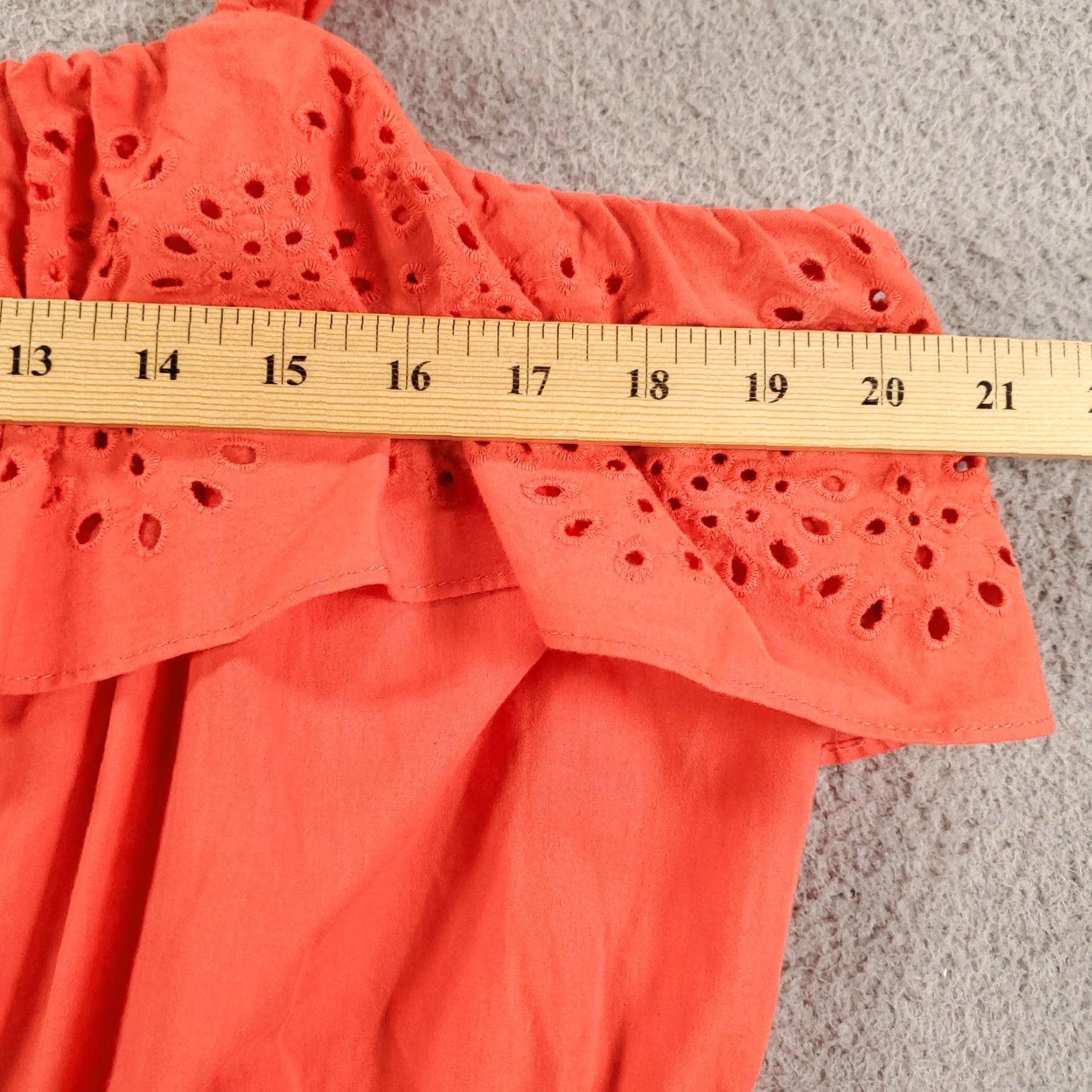 Vintage LC Lauren Conrad Dress Womens 2XL Coral Orange Ruffle Eyelet Tiered Long NWT Size XXL / US 16-18 / IT 52-54 - 3 Thumbnail