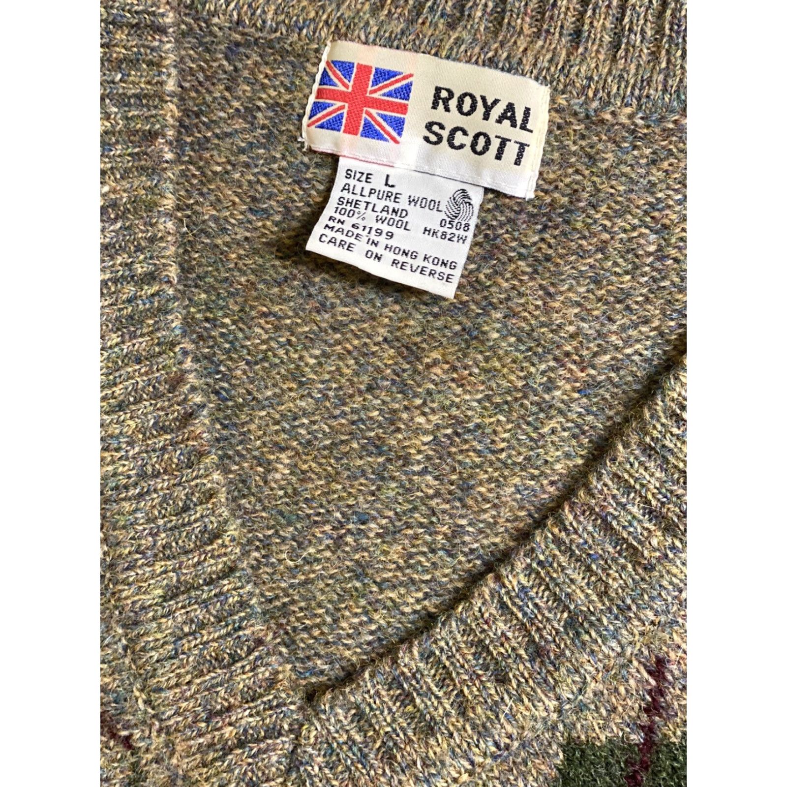 Vintage VINTAGE Royal Scott Cardigan Sweater Men’s 100% Shetland Wool V-Neck Large L Brown Pullover Size US L / EU 52-54 / 3 - 4 Thumbnail
