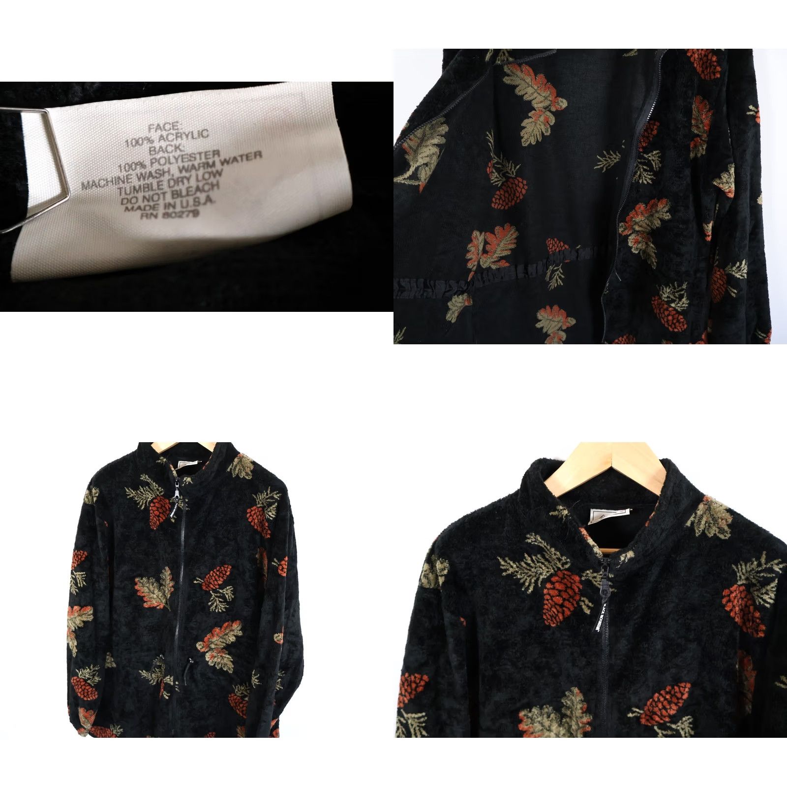 Vintage VINTAGE Black Mountain Women's Jacket 2X Black Pinecones Full Zip Fleece Unlined Pockets Geometric 90s Nature Outdoor Casual USA Brand Black Mountain Size XXL / US 16-18 / IT 52-54 - 8 Thumbnail