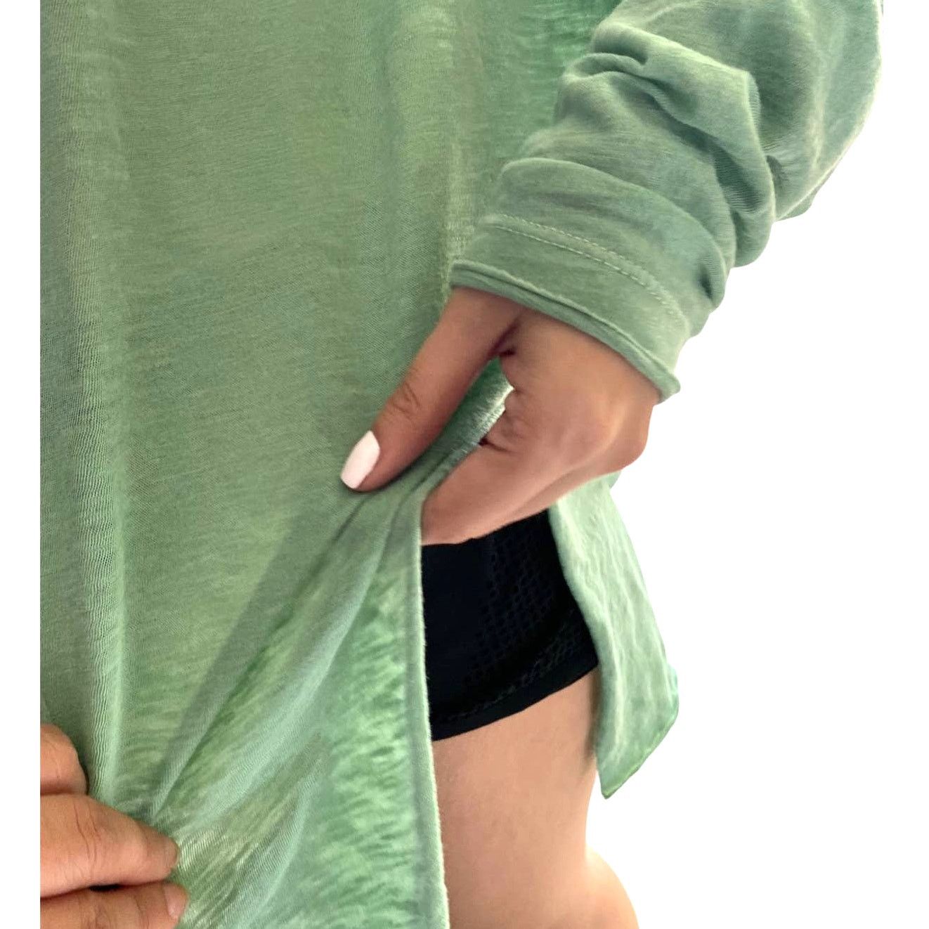 Other Free People Sage Green Henley VNeck Sweater Oversized Size M Size M / US 6-8 / IT 42-44 - 7 Thumbnail
