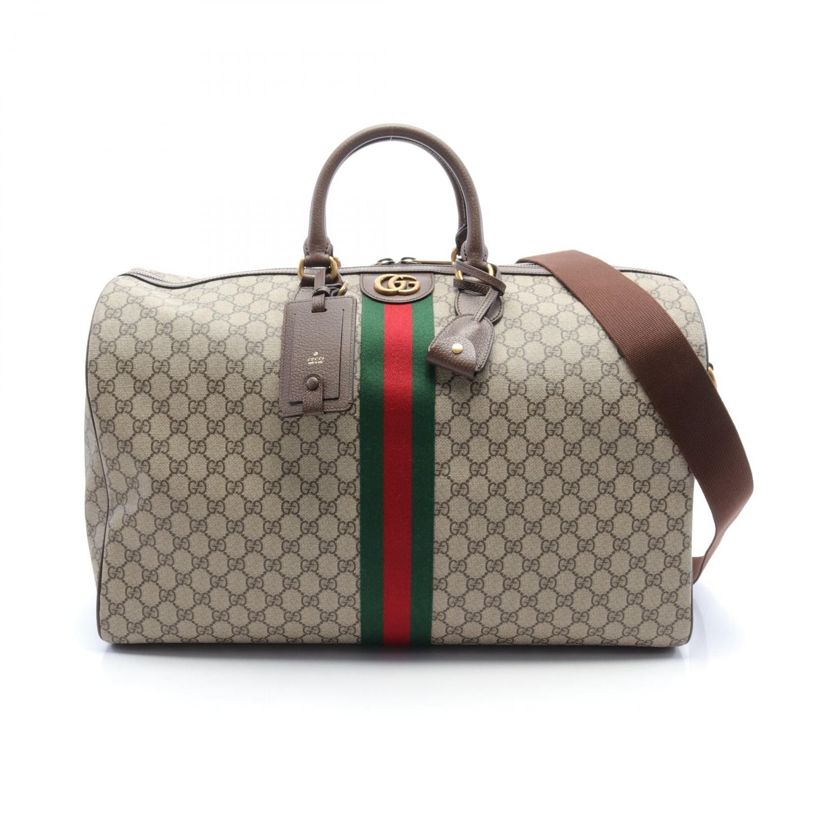 Gucci Gucci Gg Supreme Sherry Line Boston Bag Coated Canvas Leather Beige Brown Multicolor Size ONE SIZE - 1 Thumbnail