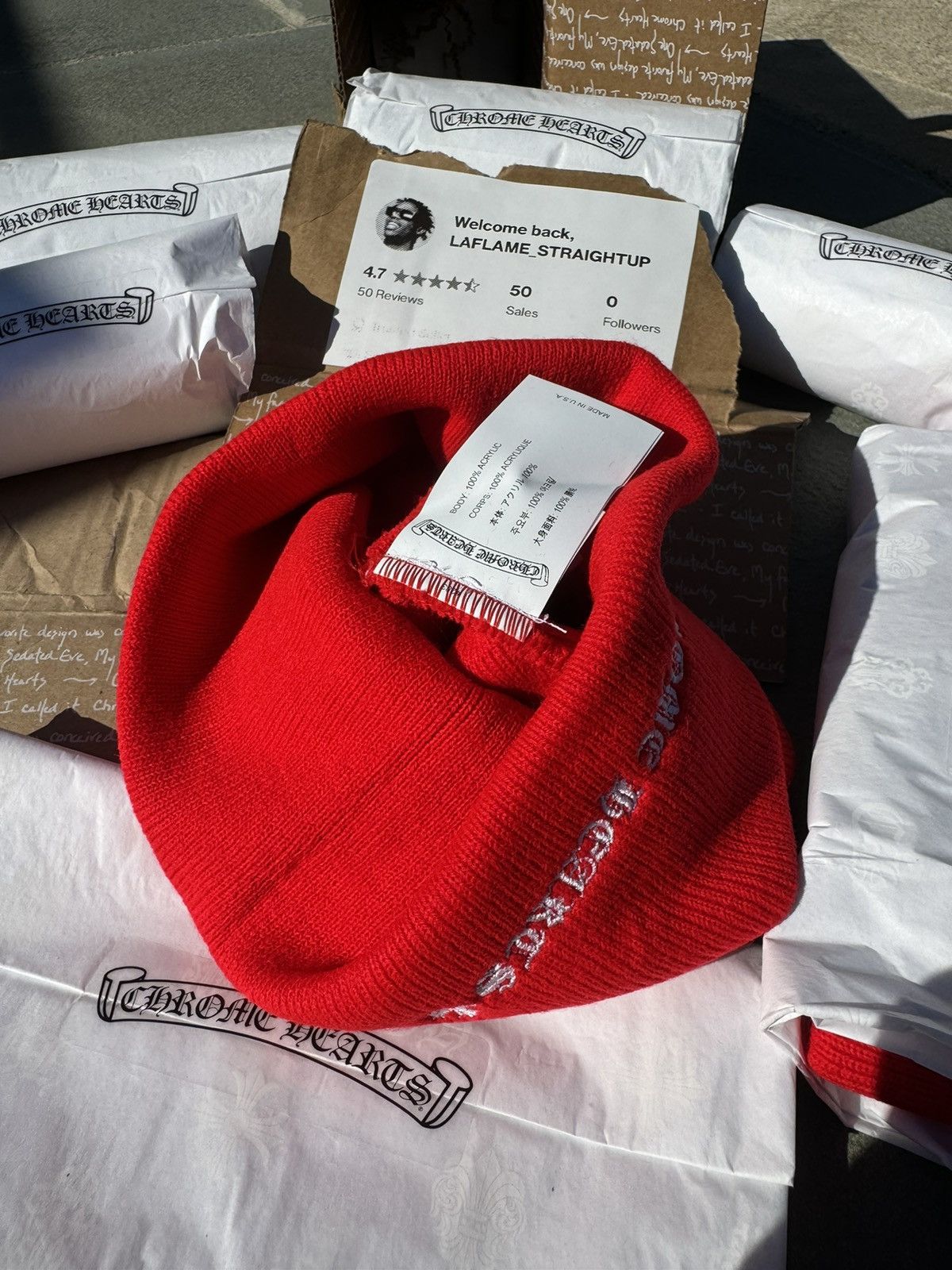 Chrome Hearts Chrome Hearts Red CH Beanie 🔴 Red BN 🔴 Size ONE SIZE - 17 Thumbnail
