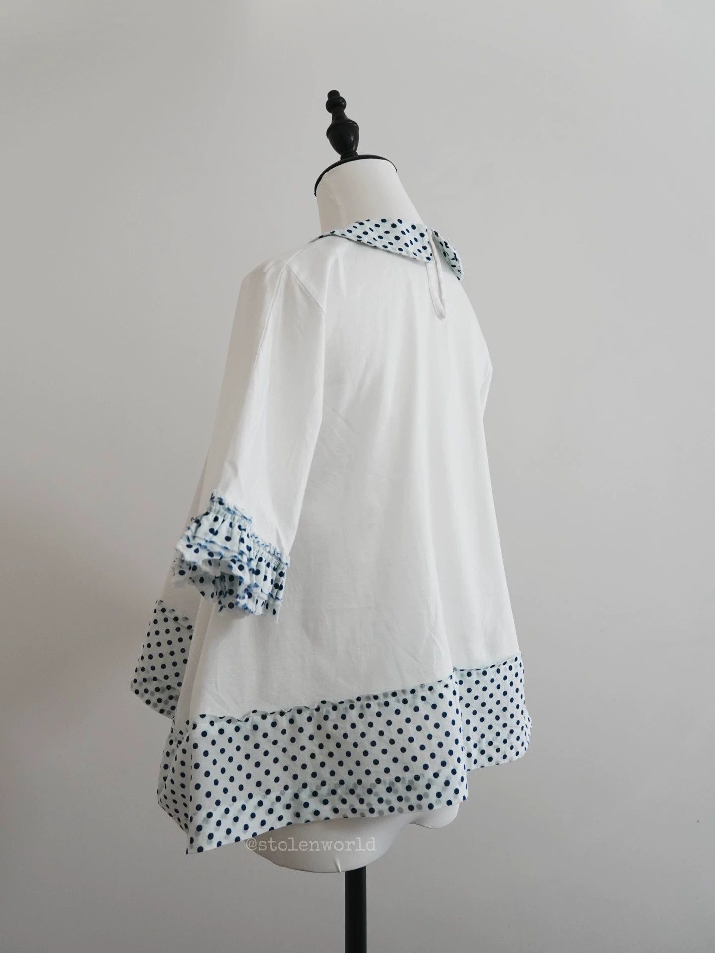 Comme des Garcons Comme des Garçons Navy Polka Dot Voluminous Top S Size S / US 4 / IT 40 - 3 Thumbnail
