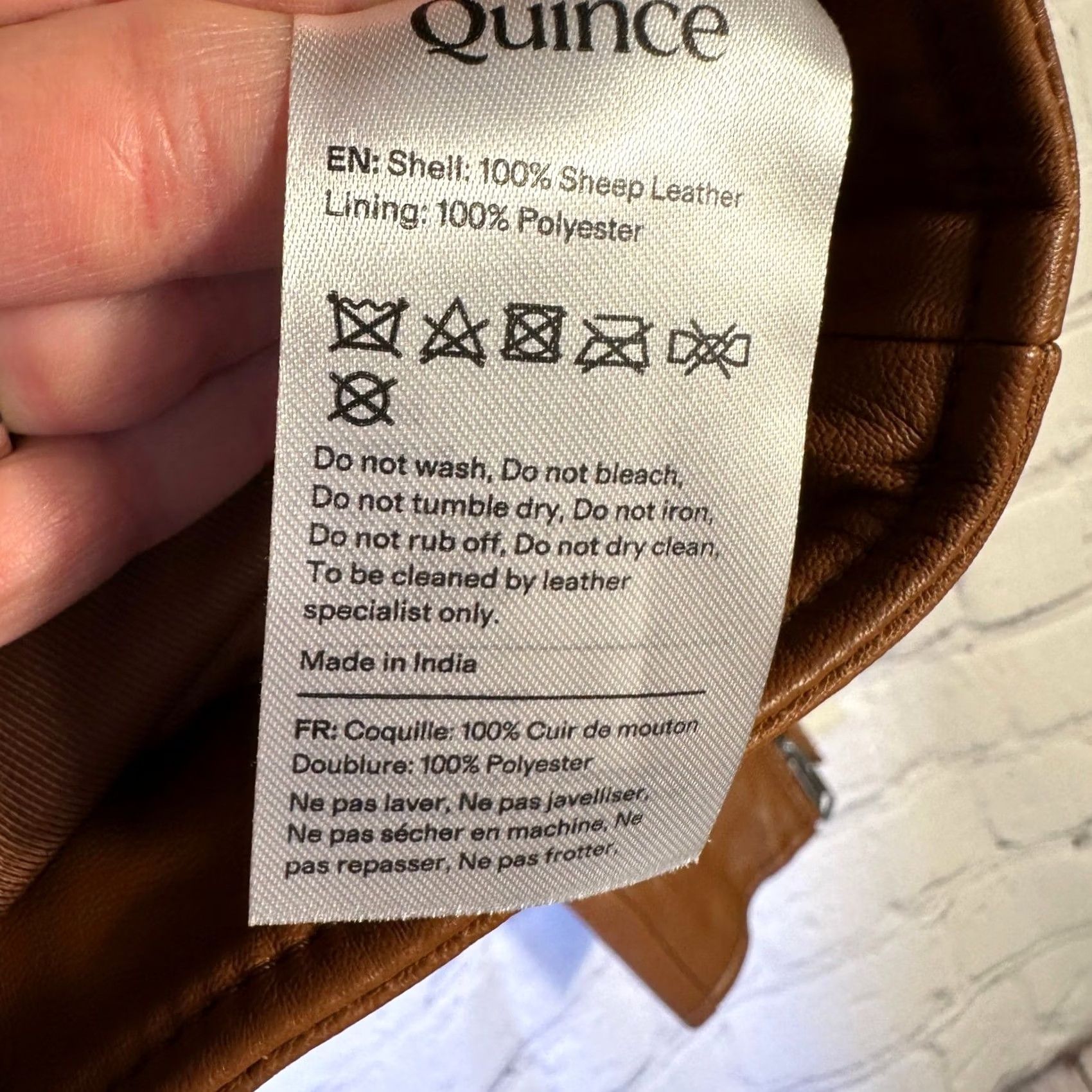 Quince Quince Womens Leather Motorcycle Jacket Small Dark Cognac Brown Bike Size S / US 4 / IT 40 - 5 Thumbnail