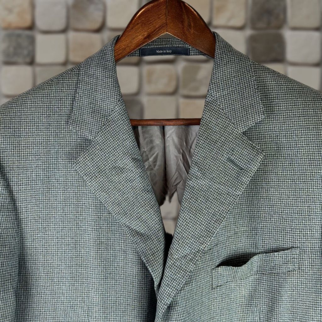 Ermenegildo Zegna Ermenegildo Zegna Sport Coat Mens 46 Blue Green Check Trofeo Wool Italy Blazer Jacket Coat Size 46R - 1 Thumbnail