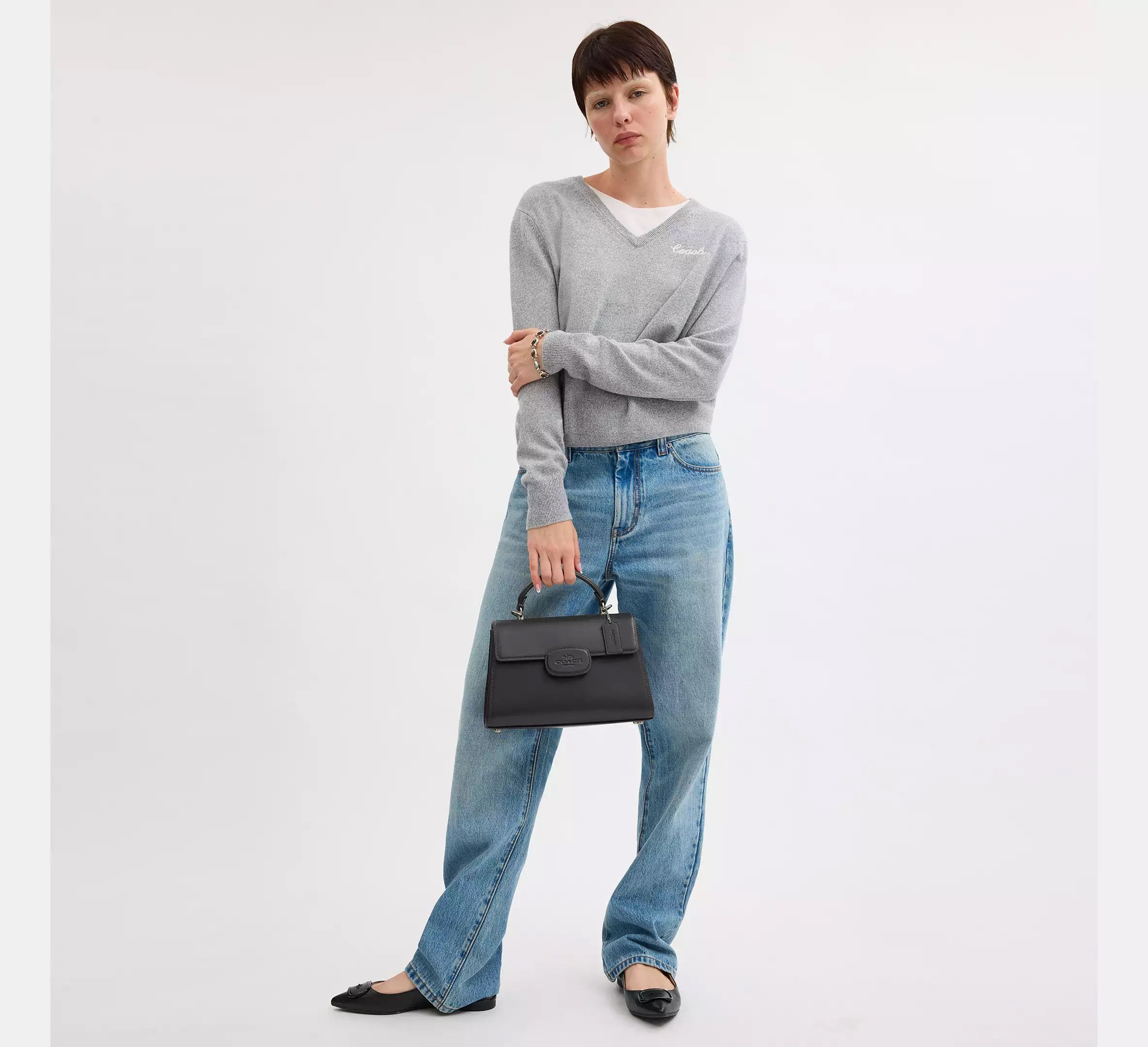 Coach Eliza Top Handle Bag Gunmetal/Black CT852 Size ONE SIZE - 7 Thumbnail