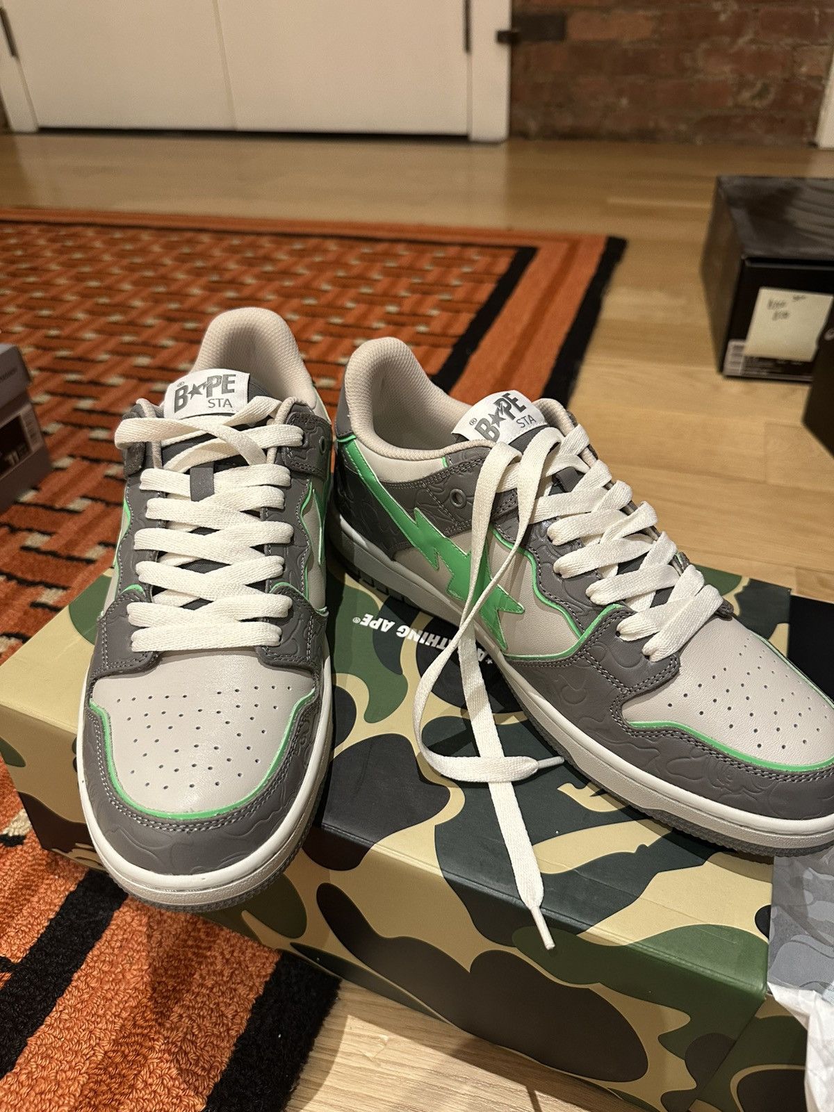 Bape A Bathing Ape Bape Sta Grey Green Size US 11 / EU 44 - 3 Thumbnail