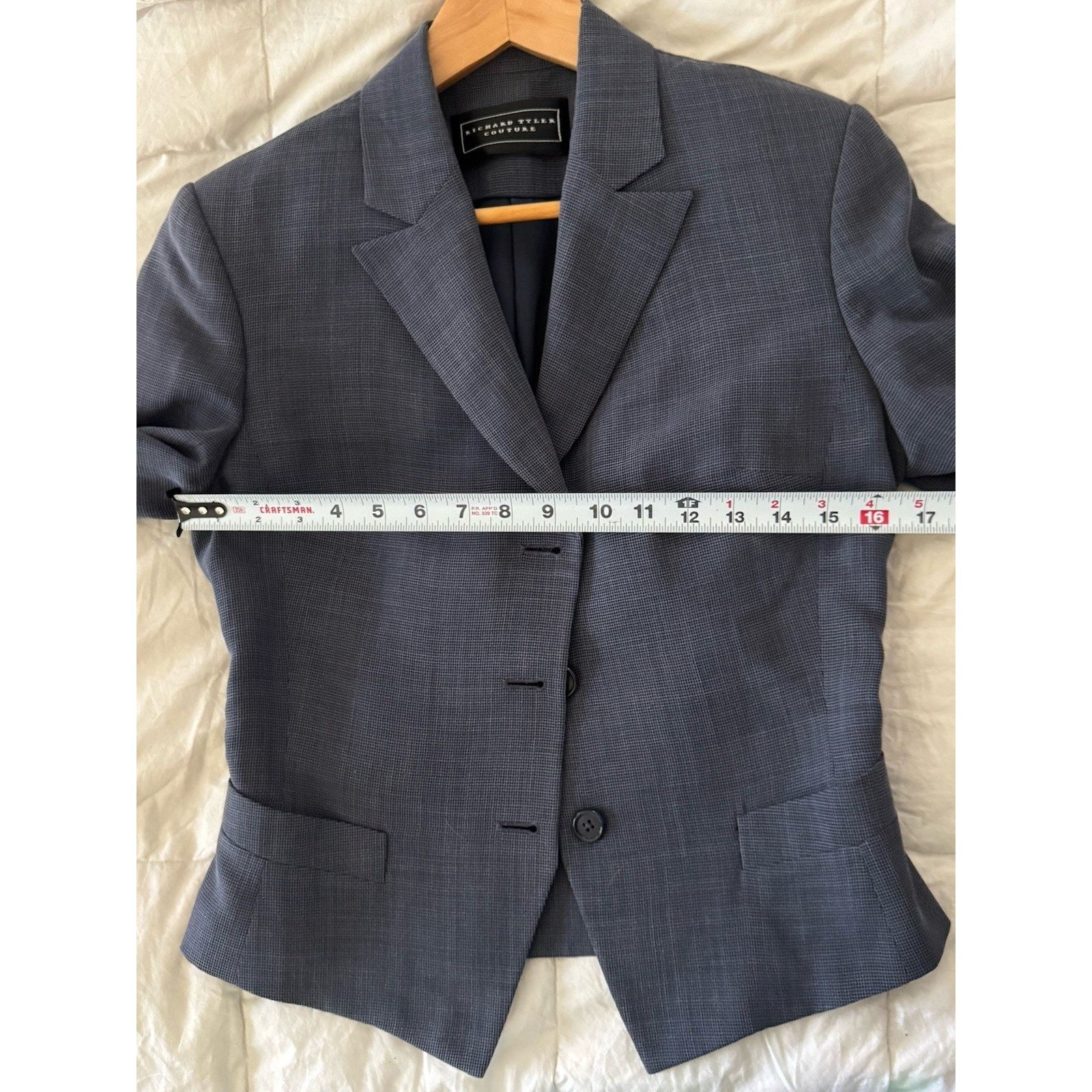 Vintage RICHARD TYLER COUTURE Women's Blazer Sz 6 Grey Cropped 90s Size M / US 6-8 / IT 42-44 - 9 Thumbnail