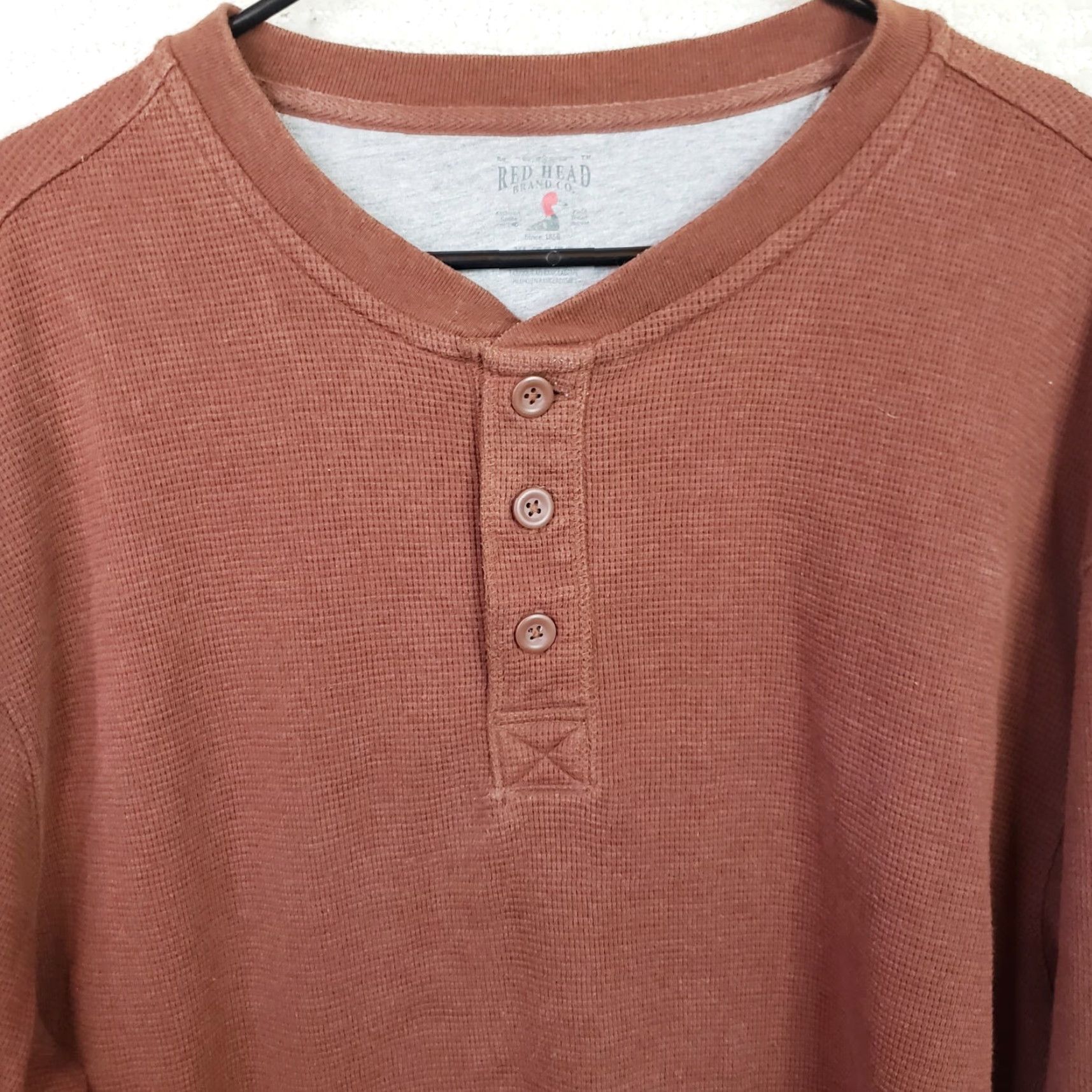 Vintage RedHead Shirt Henley Long Sleeve 100% Cotton Brown XL Mens Regular Button-Up Casual Workwear Size US XL / EU 56 / 4 - 3 Thumbnail