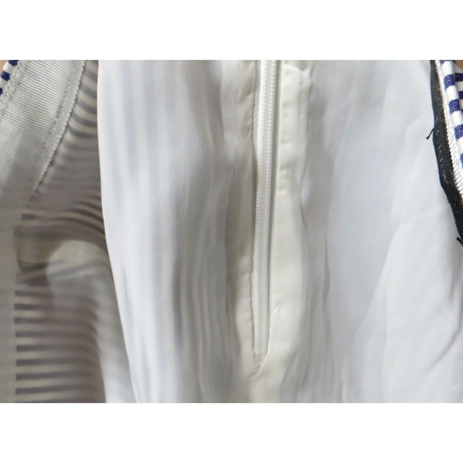 J.Crew J.CREW Skirt Women's A-Line Striped Knee Length Lined Zip Side Hip 17.5" 4 White-Blue Casual Vintage: No Size 27" / US 4 / IT 40 - 3 Thumbnail