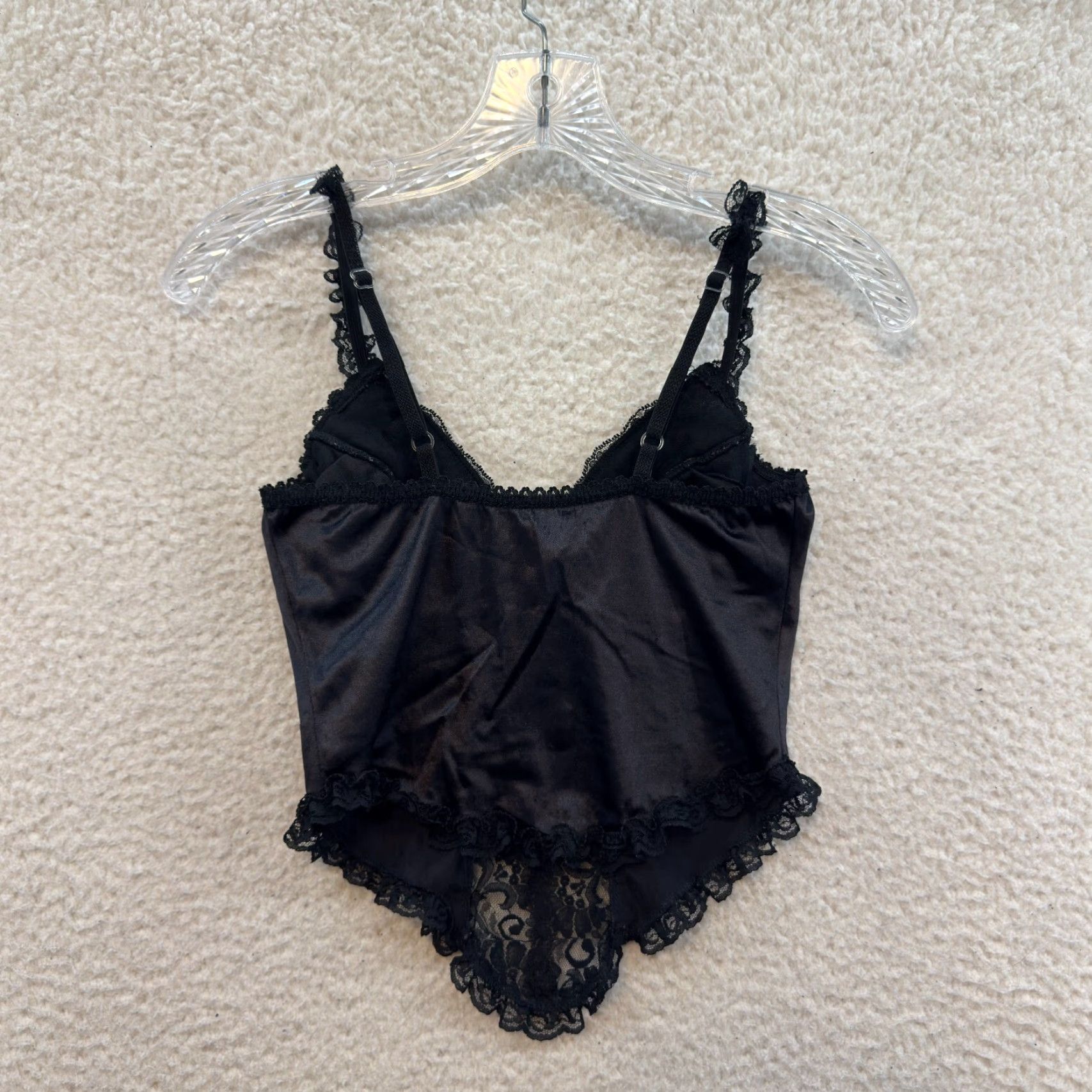 Vintage VINTAGE 90s Camisole Lingerie Top Black Satin Lace Coquette Victorian Femmes M Size M / US 6-8 / IT 42-44 - 3 Thumbnail
