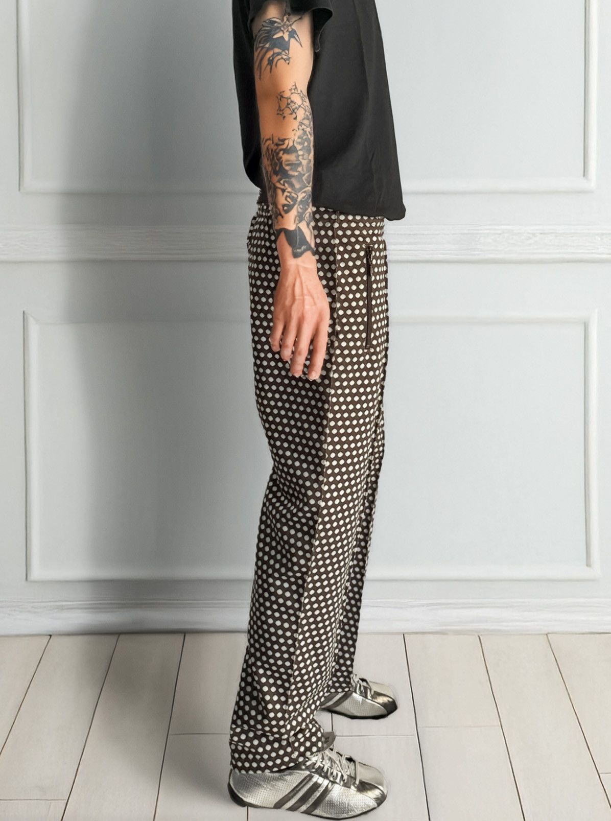 Needles Brown Jacquard Polka Dot Track Pants Size US 30 / EU 46 - 2 Thumbnail