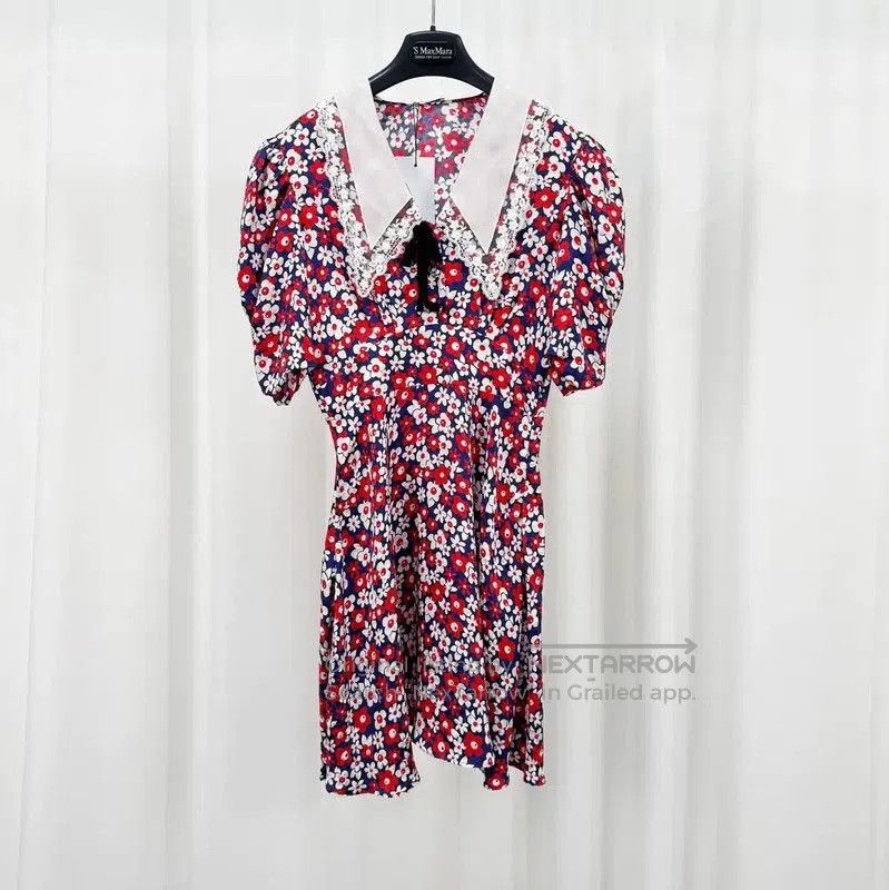 Miu Miu Miu Miu Floral Silk Blend Short Sleeve Dress . Size S / US 4 / IT 40 - 1 Thumbnail