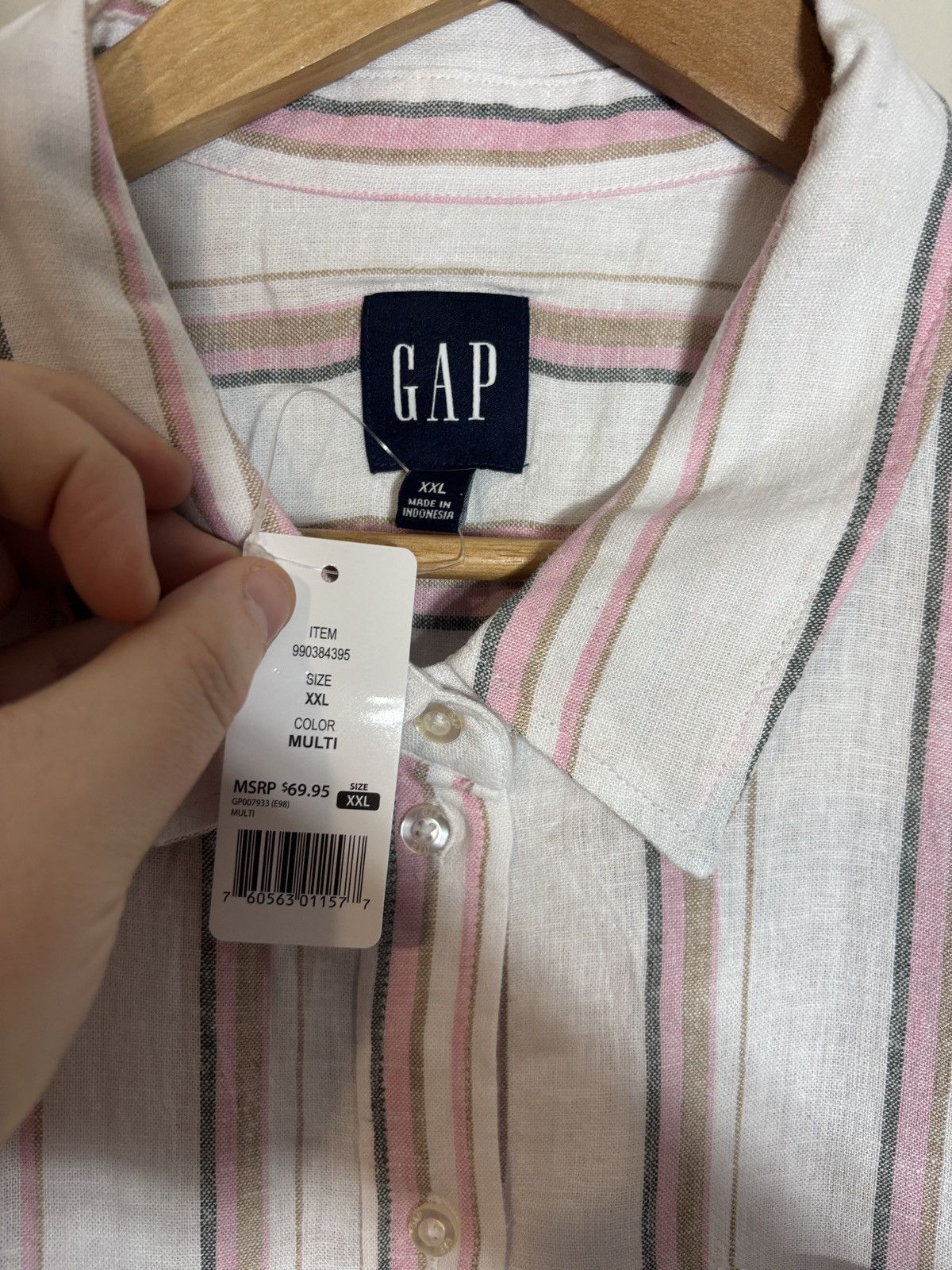 Gap Gap Linen Blend Striped Button Up Shirt XXL NWT Size US XXL / EU 58 / 5 - 3 Thumbnail