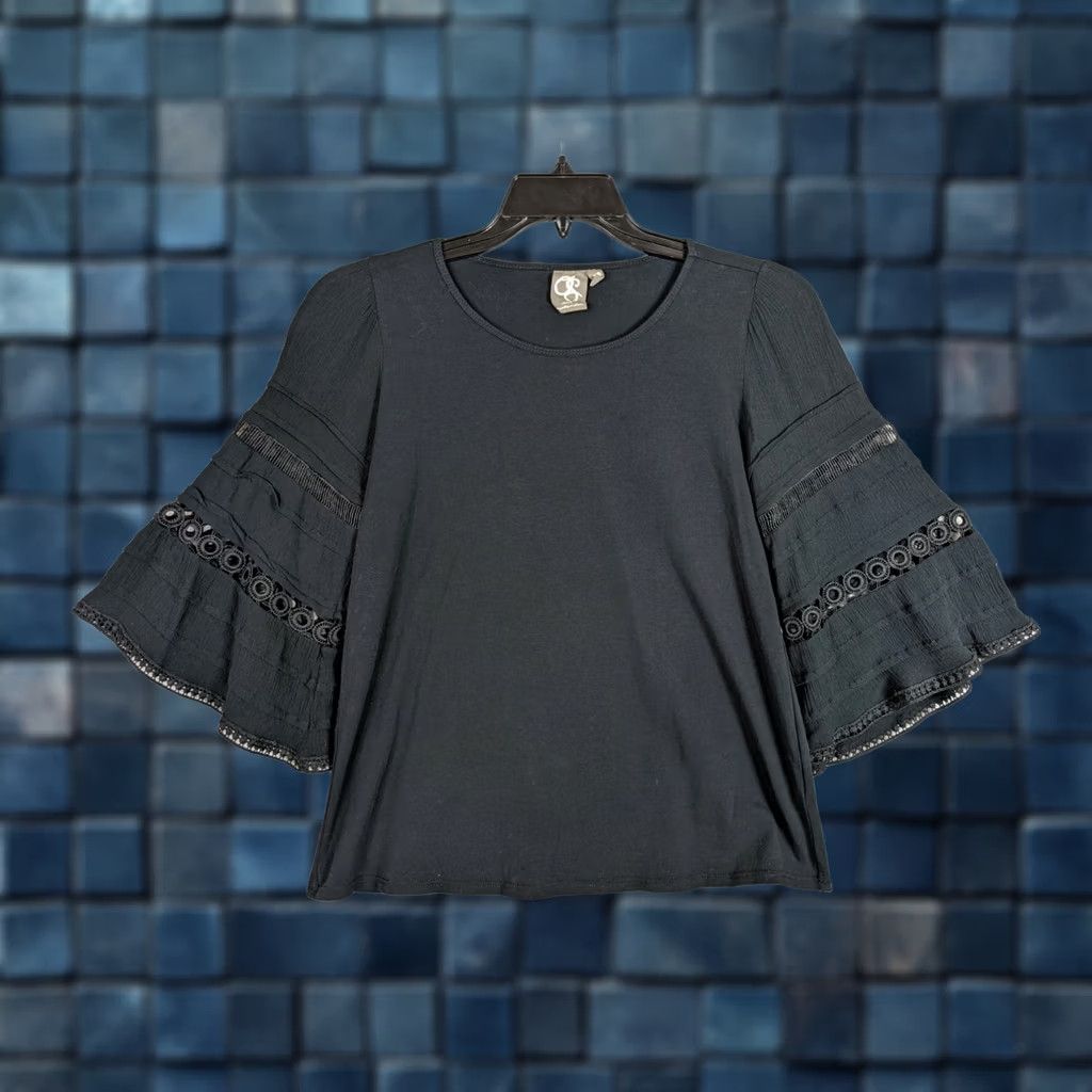 Anthropologie ANTHROPOLOGIE Blouse Women’s black lace bell sleeve V-Neck XS Size XS Regular Fit Casual Long Sleeve Wardrobe Basic Size XS / US 0-2 / IT 36-38 - 1 Thumbnail