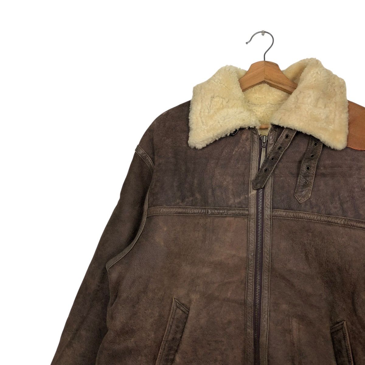 Japanese Brand 🔥VINTAGE LEATHER JACKET B 3 SHEARLING BASE AMERICAN BIKER Size US S / EU 44-46 / 1 - 9 Thumbnail