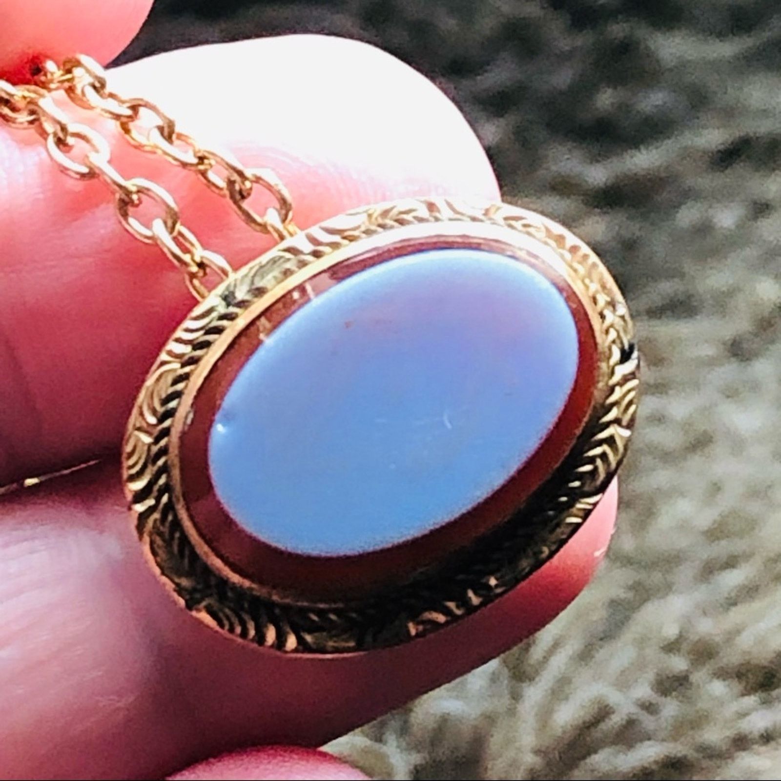 Vintage Vintage repurpose etched glass pendant on chain necklace Size ONE SIZE - 11 Thumbnail