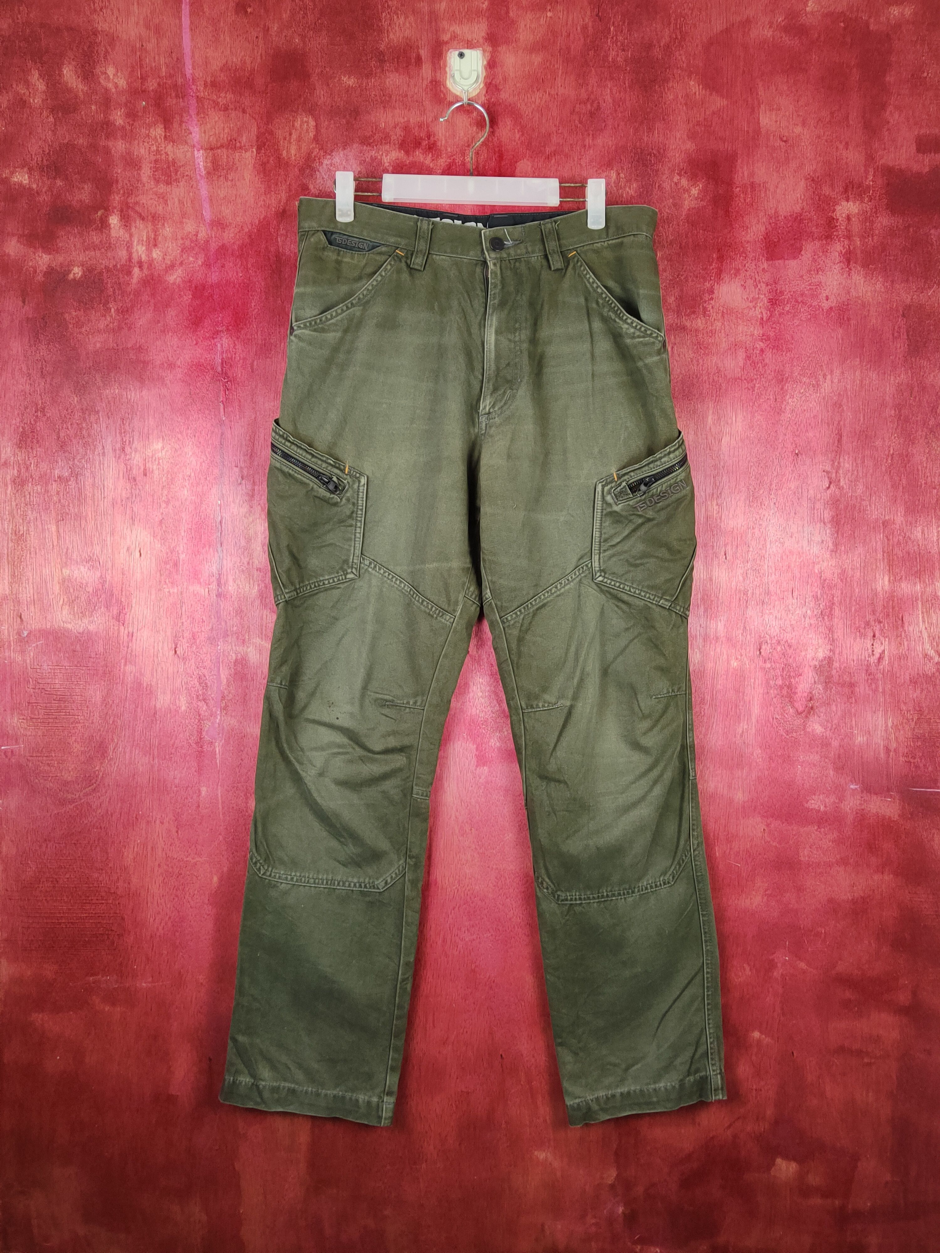 image of Vintage Ts Design Dark Olive Multipocket Tactical Cargo Pants S1345, Men's (Size 32)