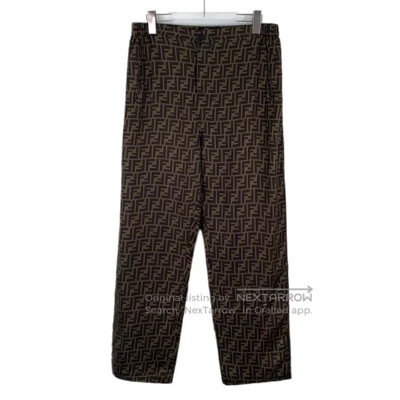 Fendi Fendi 22 Model Dark Brown Double F Monogram Printed Silk-C Size US 30 / EU 46 - 1 Thumbnail