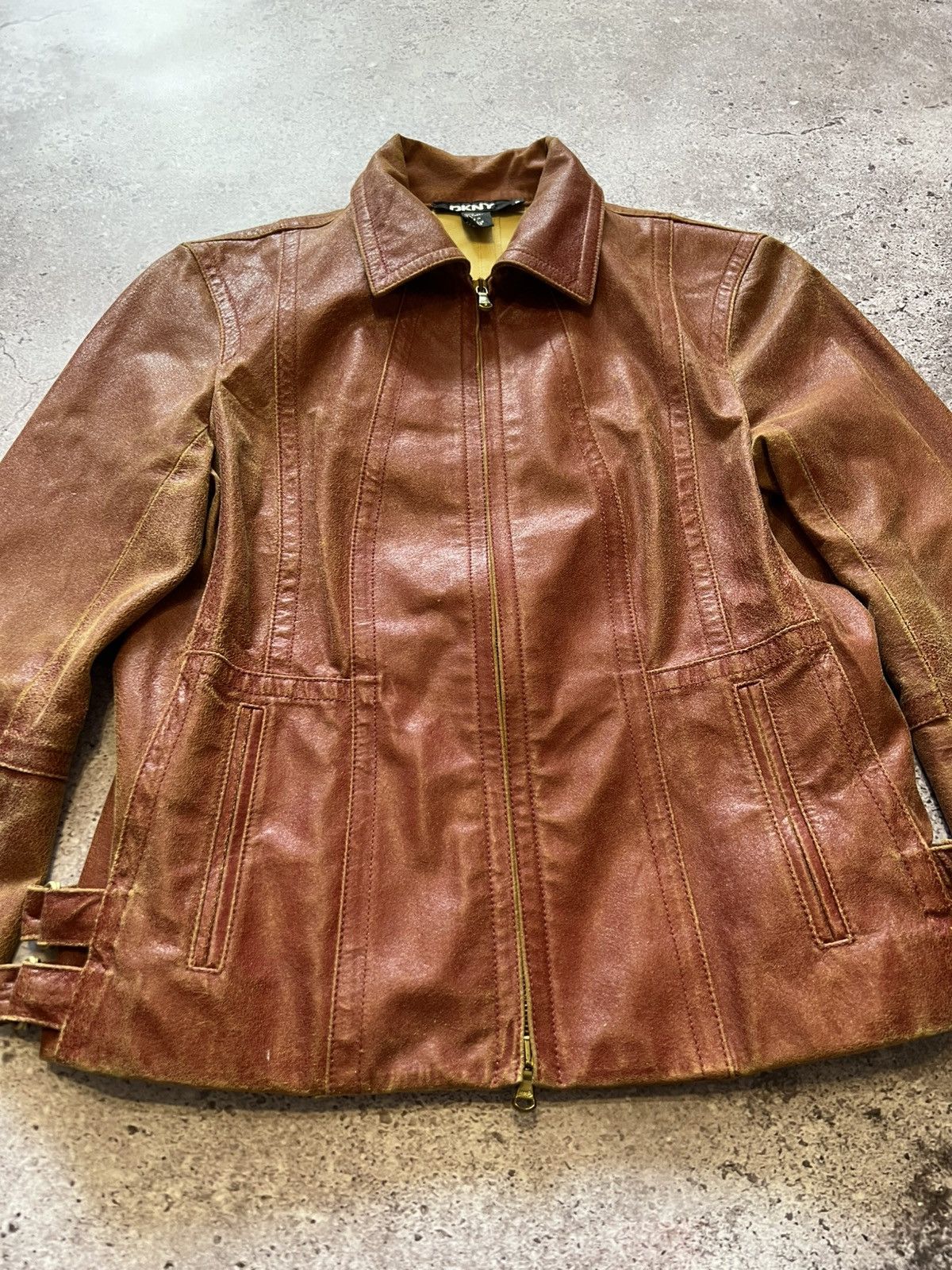 Donna Karan Nice design DKNY zipper leather biker jacket Like Hedi Size M / US 6-8 / IT 42-44 - 4 Thumbnail