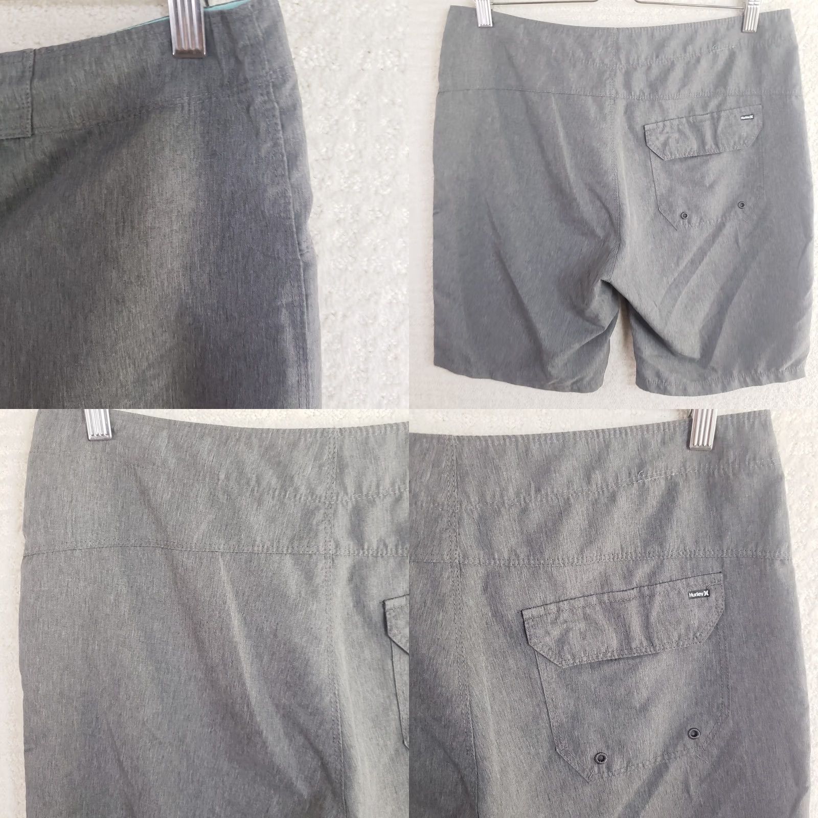 Hurley Hurley Men’s Board Shorts Swim Trunks Gray Teal Trim Pockets 32x9 Regular Polyester Bottom Mens Size US 32 / EU 48 - 8 Thumbnail