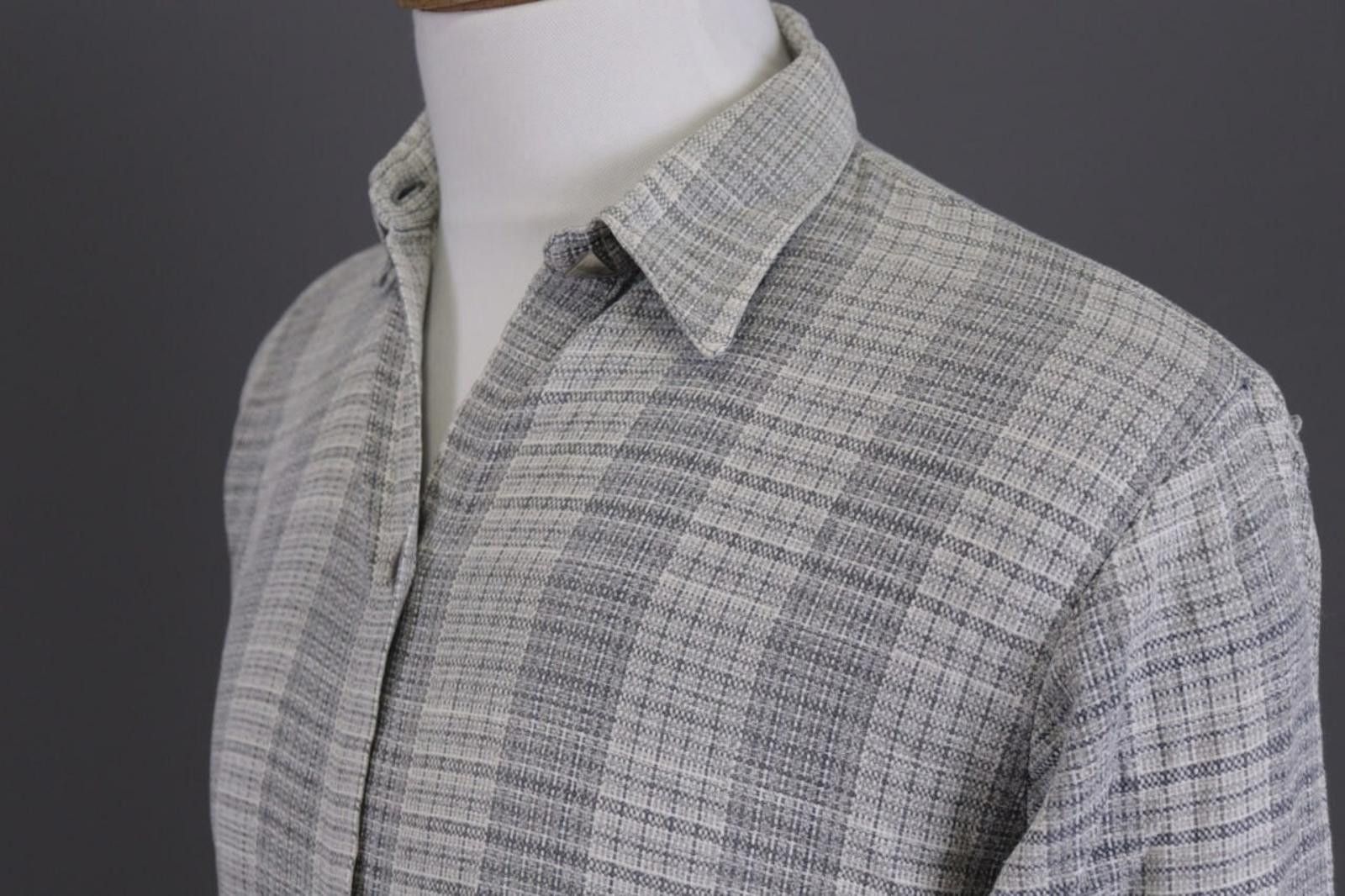 Designer Versace Sport Gray Check Textured Button Down Shirt Size 44 Size US M / EU 48-50 / 2 - 9 Thumbnail
